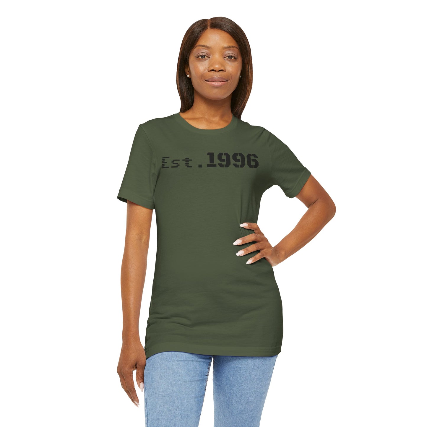 Unisex Jersey Tee - 'Est. 1996' Graphic Shirt, Birthday Gift, Casual Wear, Vintage Style, Retro Fashion, Gift for Him/Her