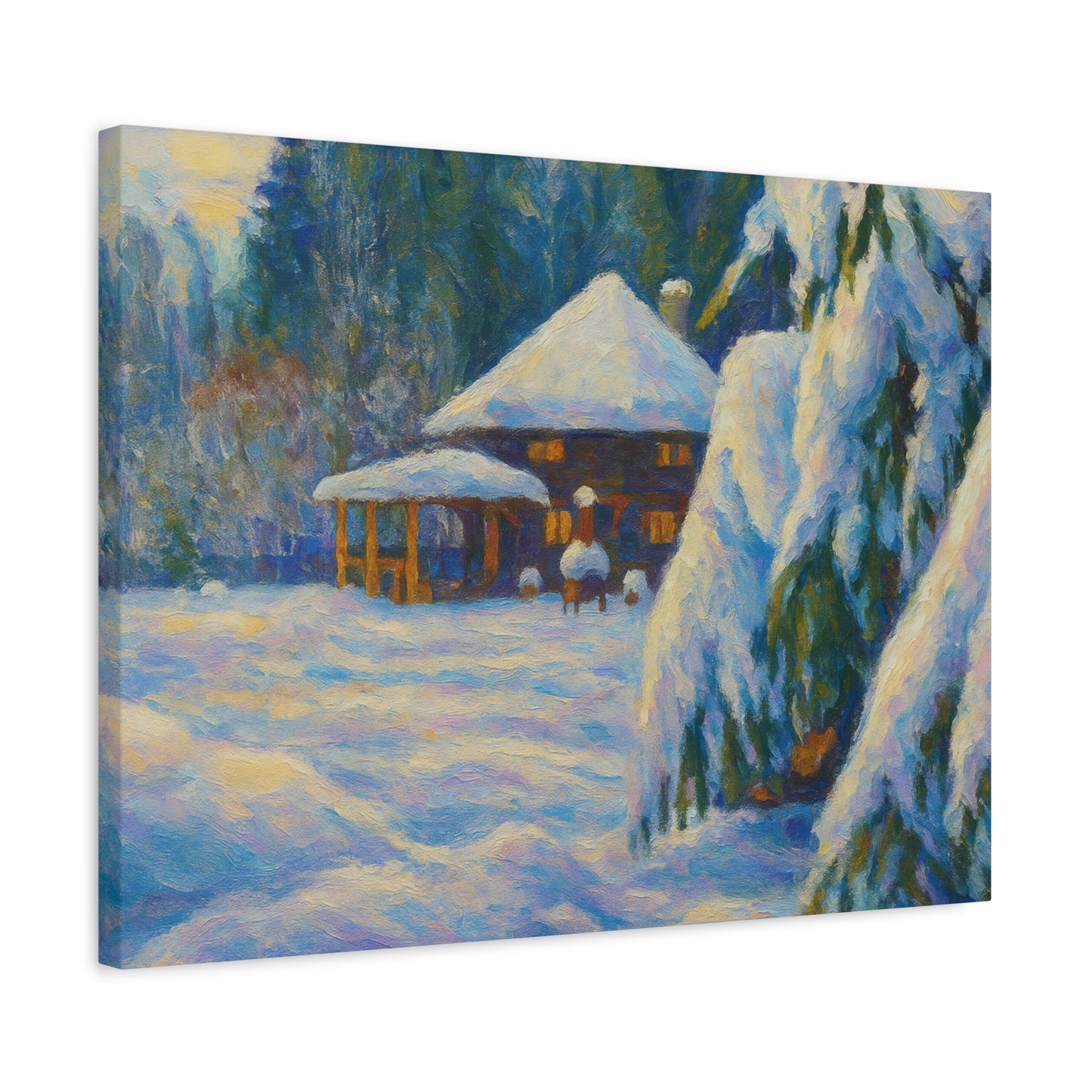 Winter Landscape Canvas Wall Art, Cozy Home Decor, Christmas Gift, Seasonal Artwork, Impressionist Style