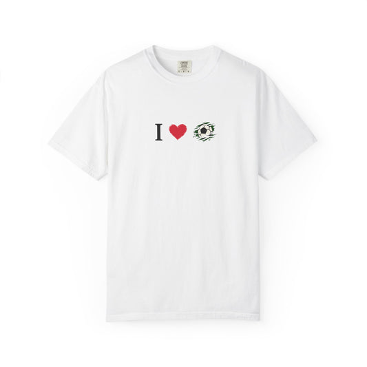I Love Football (Soccer) Unisex Garment-Dyed T-shirt, Casual Tee, Everyday Wear, Gift for Him/Her, Stylish Apparel