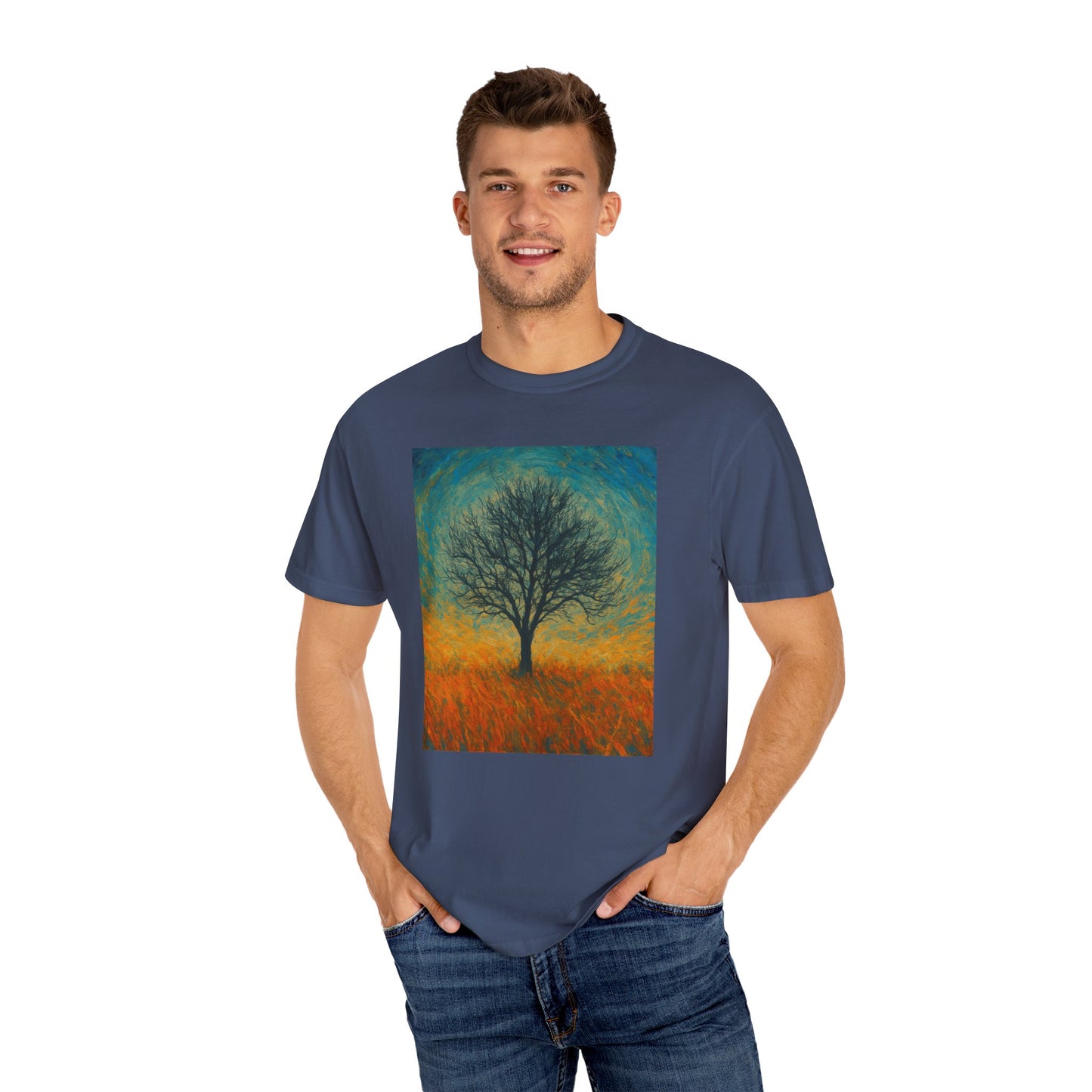 Nature-Themed Unisex Garment-Dyed T-Shirt - Tree Design, Bohemian Tee, Nature Lover Gift, Eco-Friendly Fashion, Casual Wear
