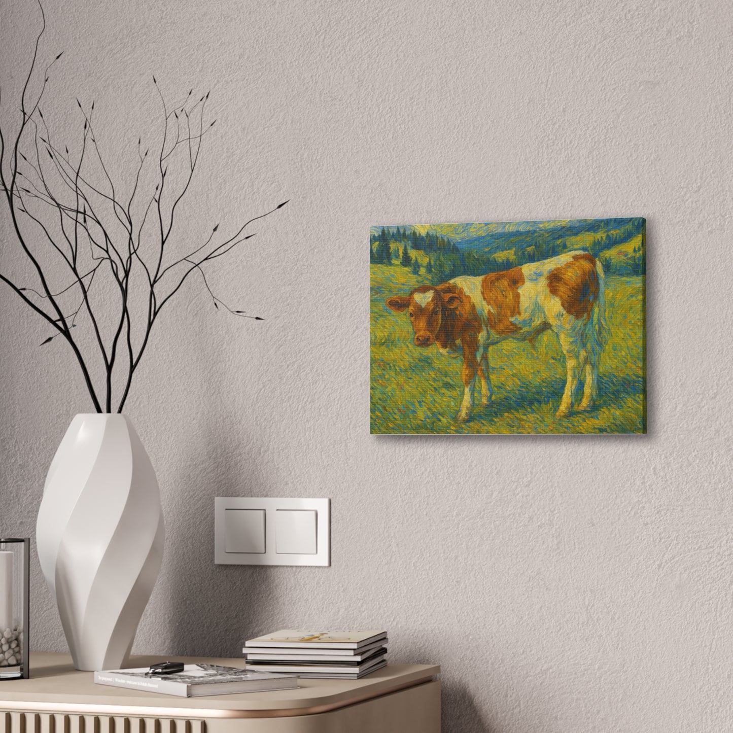 Cow Art Canvas Print, Rustic Farmhouse Decor, Animal Lover Gift, Country Wall Art, Thoughtful Homewarming