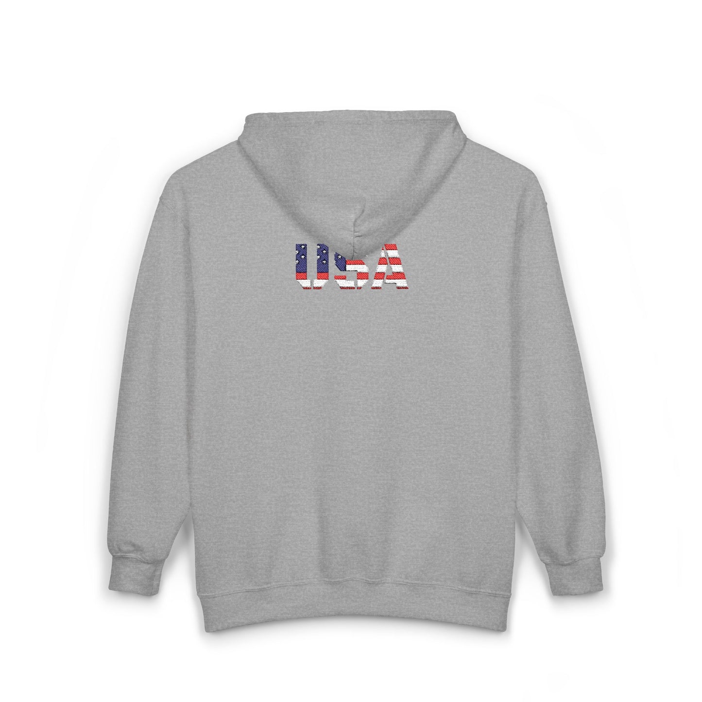 USA Flag Full Zip Hoodie - Unisex Sweatshirt for Independence Day, Patriotic Apparel, Casual Wear, Gifts for Veterans