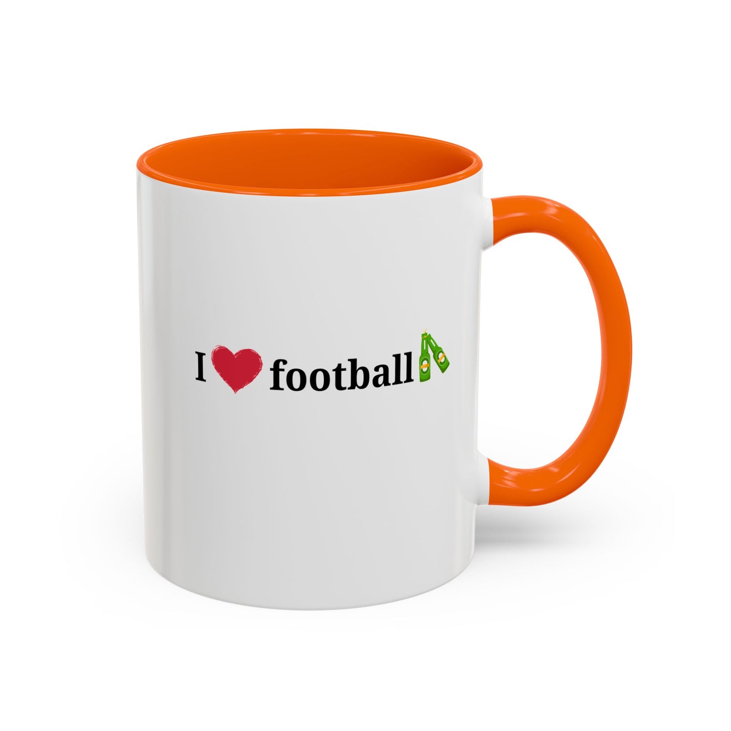 I Love Football Accent Coffee Mug, Perfect Gift for Sports Lovers, Football Enthusiasts, Unique Mug for Game Days, Home or Office Decor