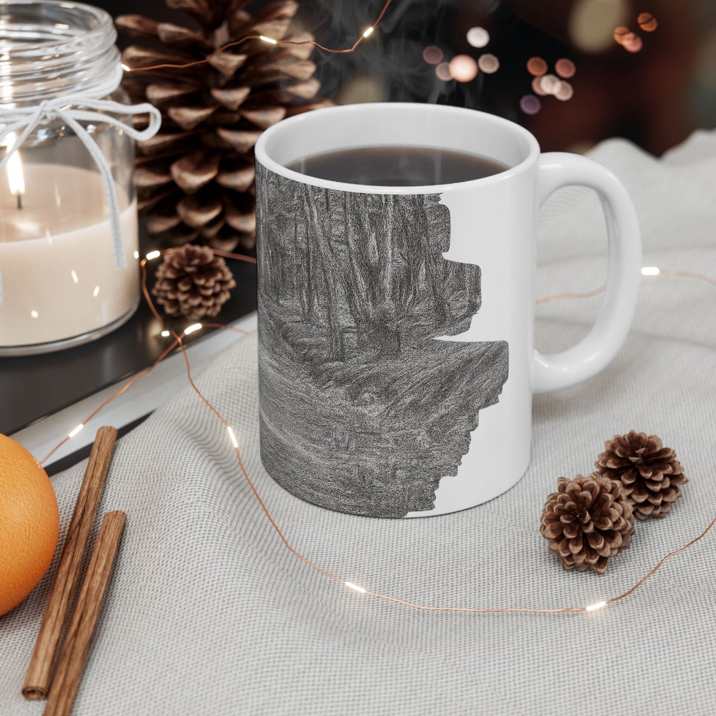 Nature-Inspired Abstract Ceramic Mug | Forest Path Design | Cozy Gift for Coffee Lovers | Home Decor | Nature Lover's Mug