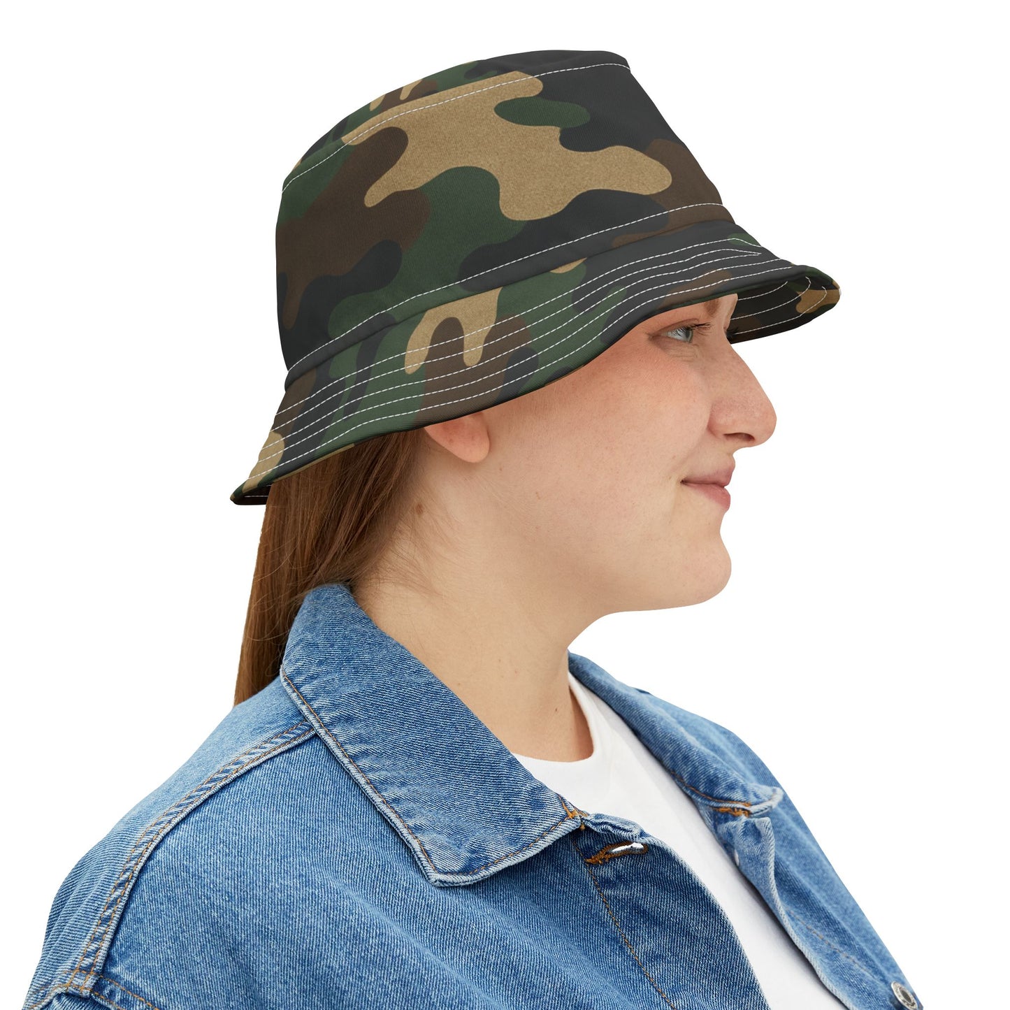 Camouflage Bucket Hat - Trendy AOP Headwear, Summer Fashion Accessory, Outdoor Adventure Cap, Unique Gift for Him/Her, Stylish Festival Hat