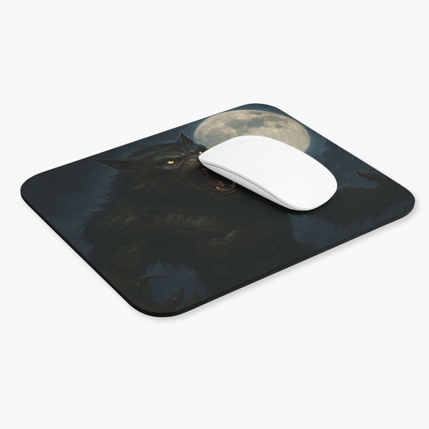Moonlit Werewolf Mouse Pad | Gaming Desk Accessory, Gifts for Gamers, Unique Office Decor, Halloween or Horror Theme
