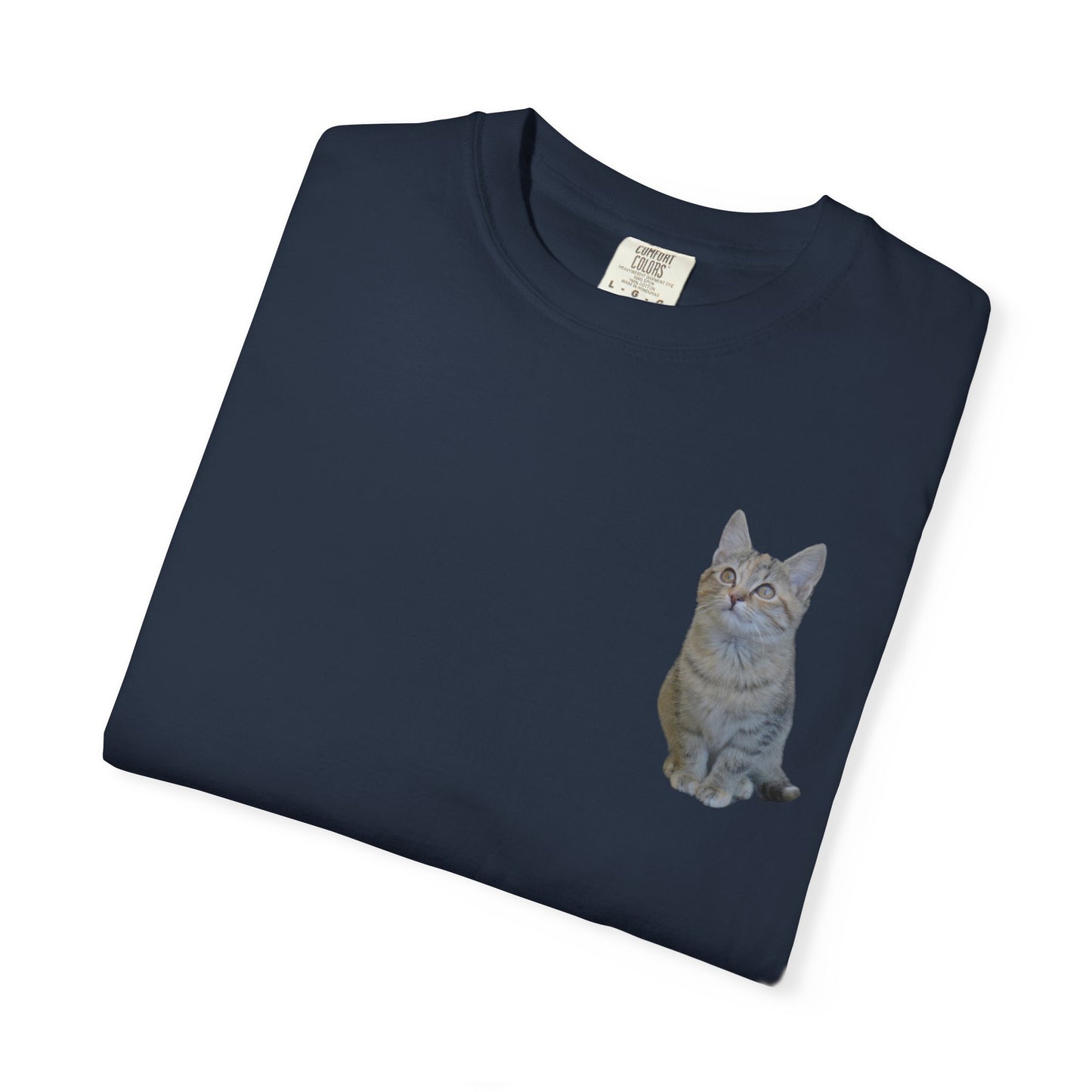Whimsical Cat Pocket T-Shirt for Cat Lovers