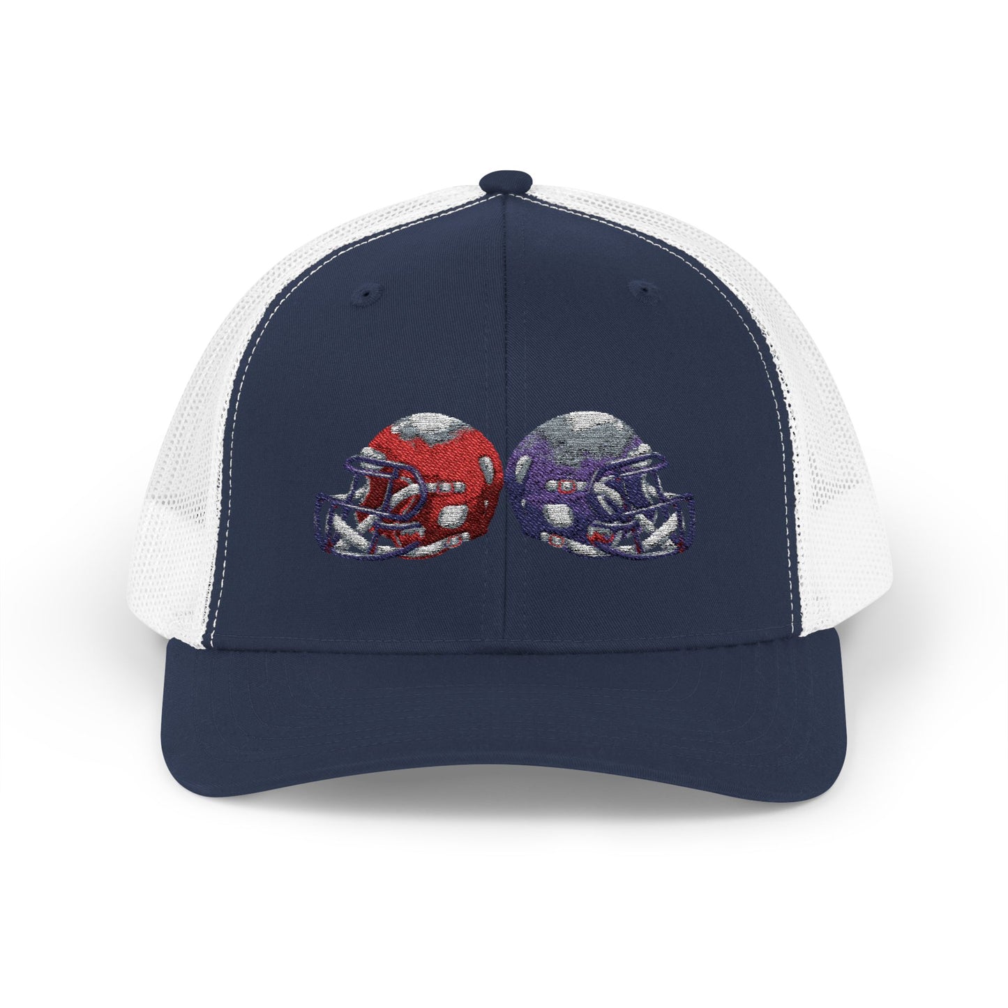 Sporty Snapback Trucker Cap with Football Helmets, Baseball Cap, Outdoor Activity Hat, Gift for Sports Fans, Team Spirit Wear