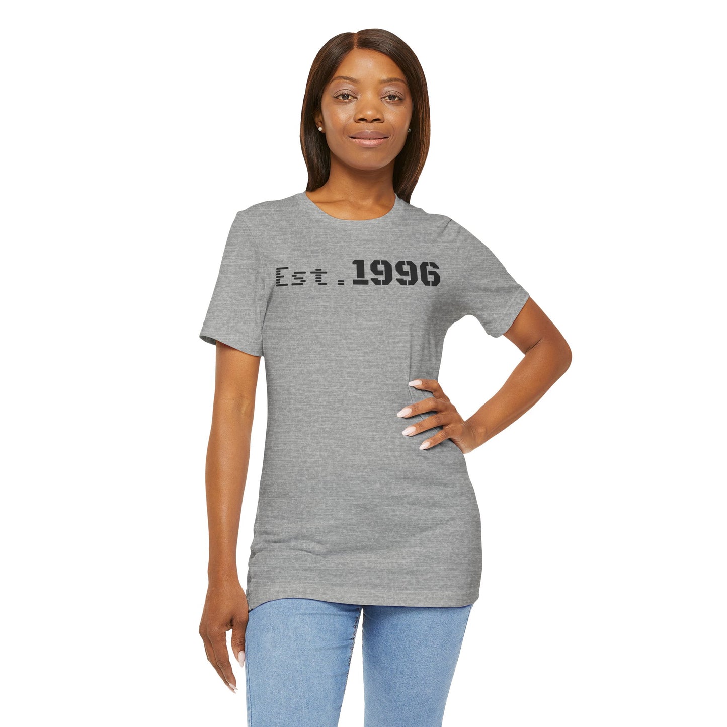 Unisex Jersey Tee - 'Est. 1996' Graphic Shirt, Birthday Gift, Casual Wear, Vintage Style, Retro Fashion, Gift for Him/Her