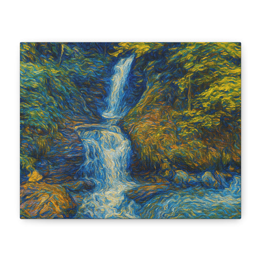 Artistic Waterfall Canvas Print, Nature Wall Art, Home Decor, Gift for Nature Lovers, Colorful Landscape Art