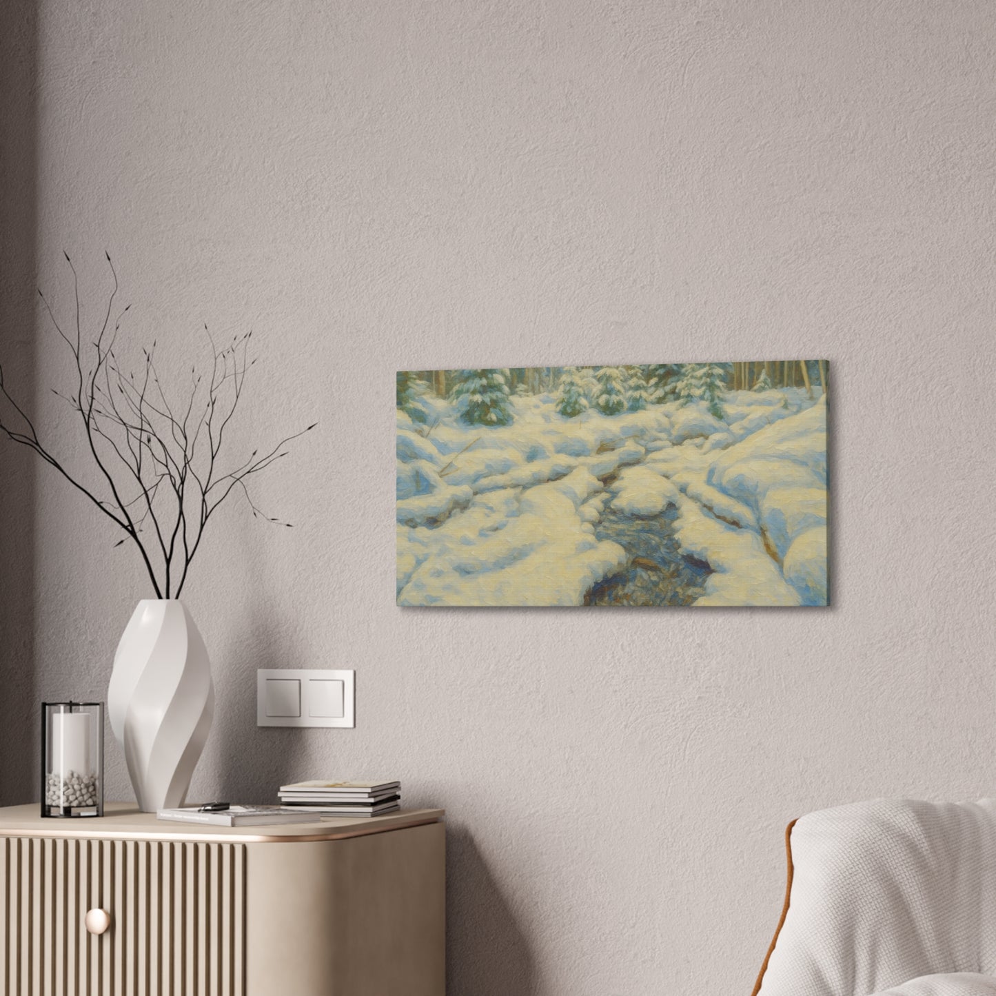 Winter Landscape Canvas Art, Nature Decor, Gallery Wall Art, Cozy Home Accent, Winter Wonderland Painting
