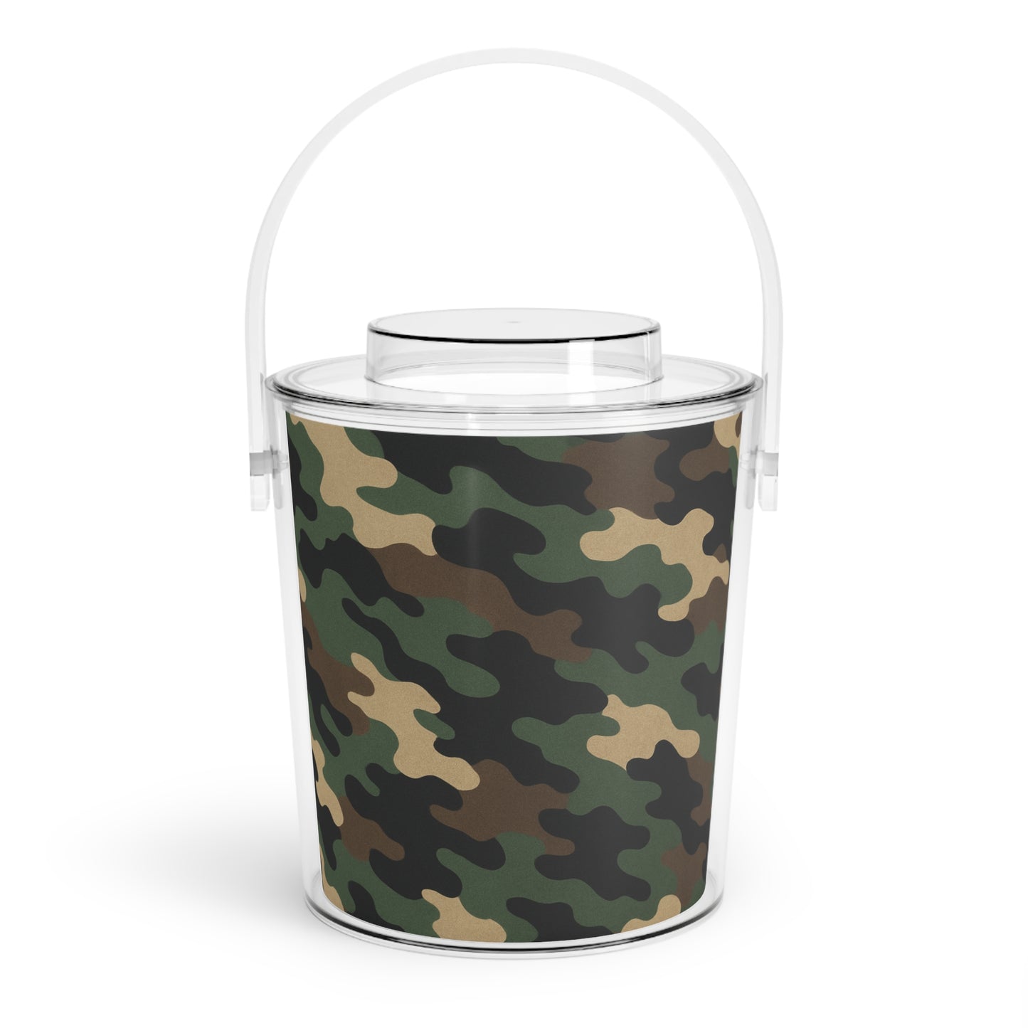 Camouflage Ice Bucket with Tongs, Party Essential, Outdoor Gatherings, BBQ Accessory, Gift for Wine Lovers, Home Bar Decor
