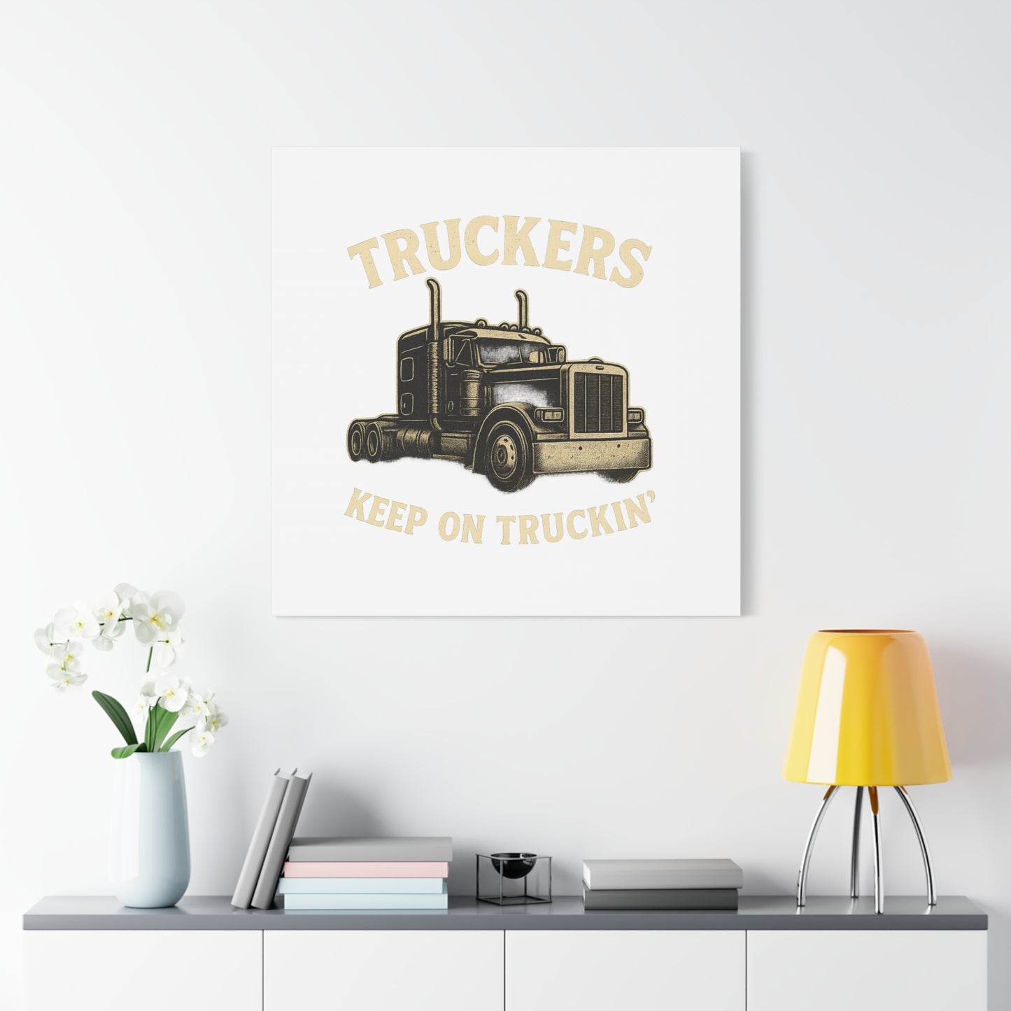 Truckers Canvas Wall Art, Keep on Truckin' Decor, Gift for Drivers, Trucking Artwork, Transportation Gift