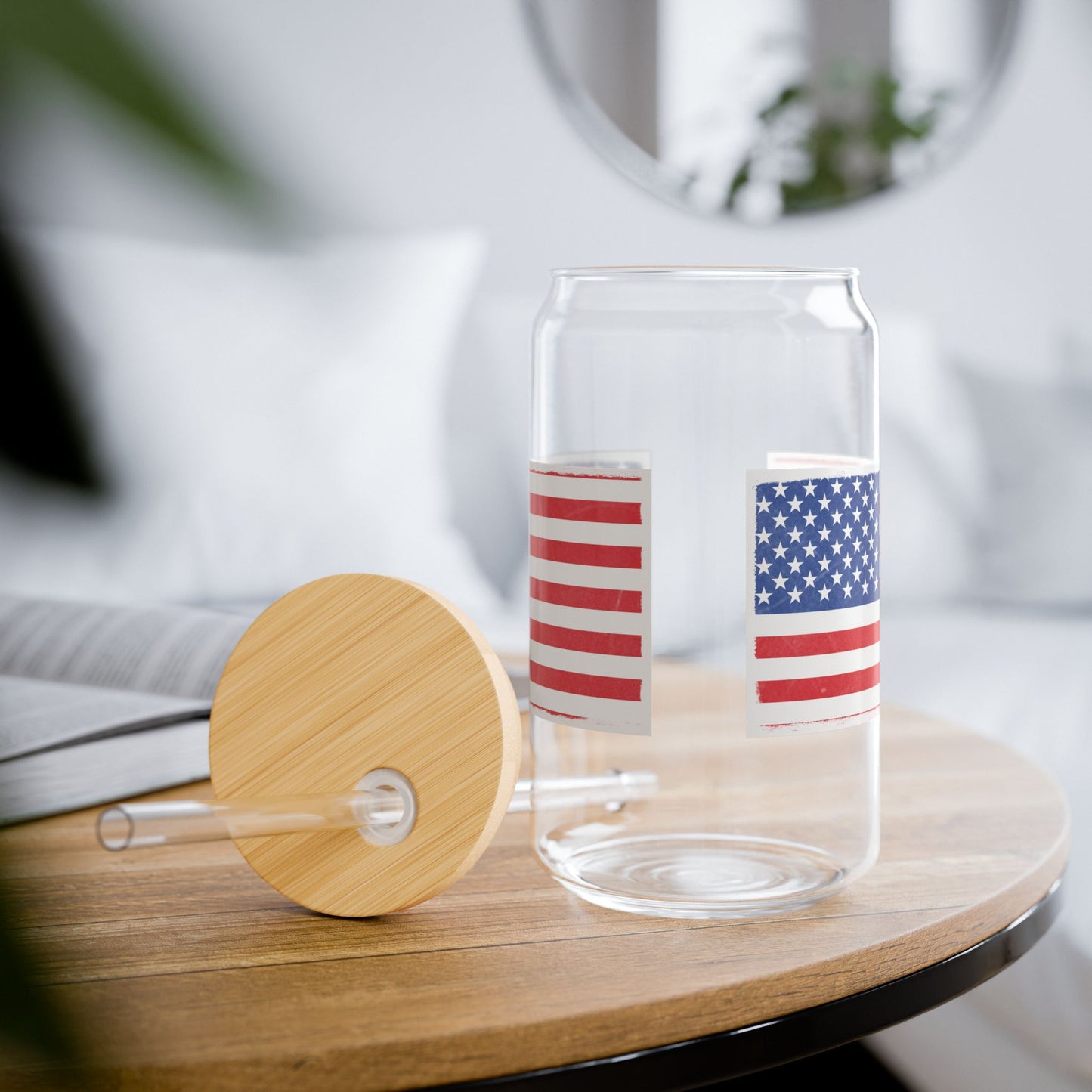 Patriotic 16oz Sipper Glass with Straw, Perfect for BBQs, 4th of July, Gifts, Everyday Use, Summer Parties