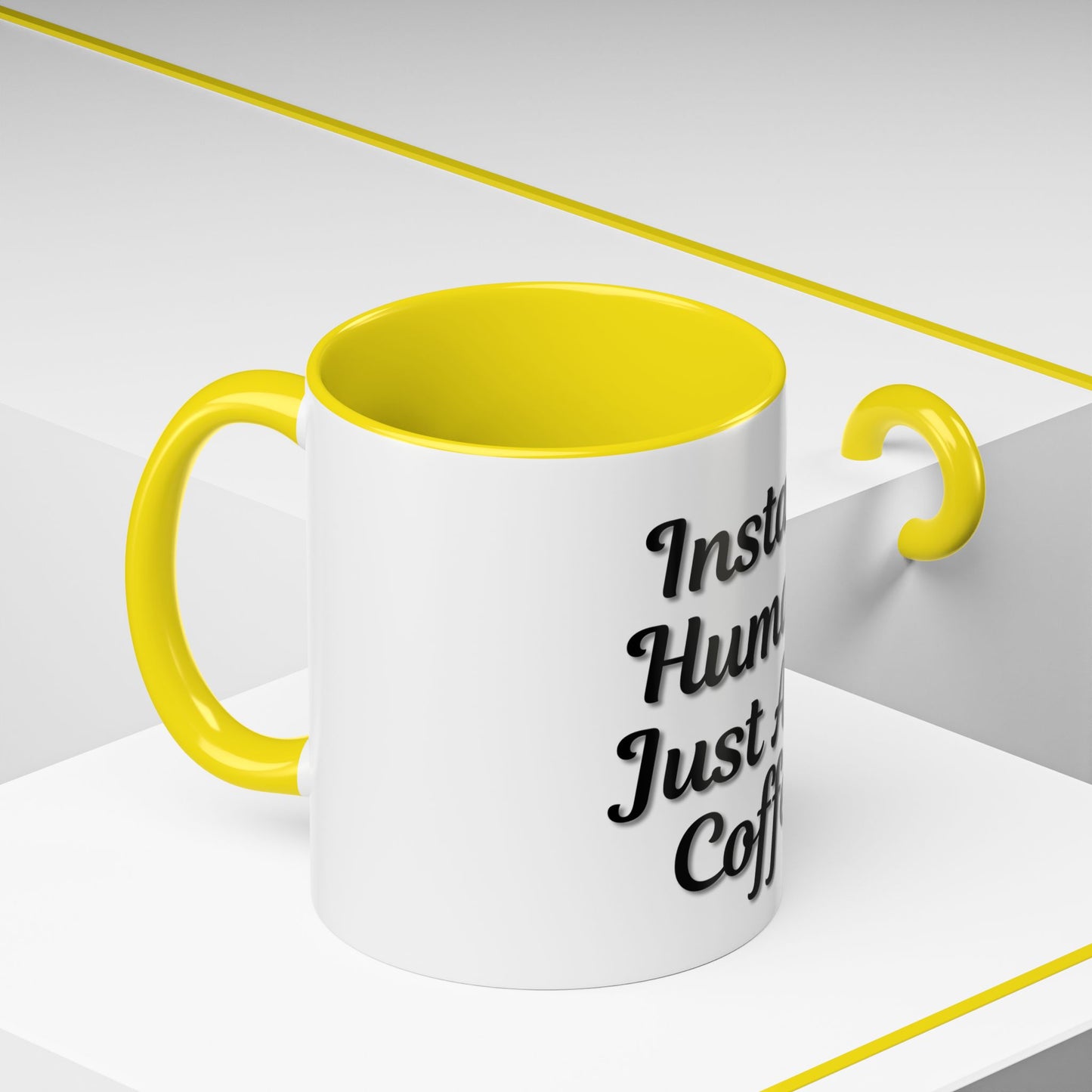 Inspirational Accent Coffee Mug - 'Instant Human, Just Add Coffee' - Perfect Gift for Coffee Lovers
