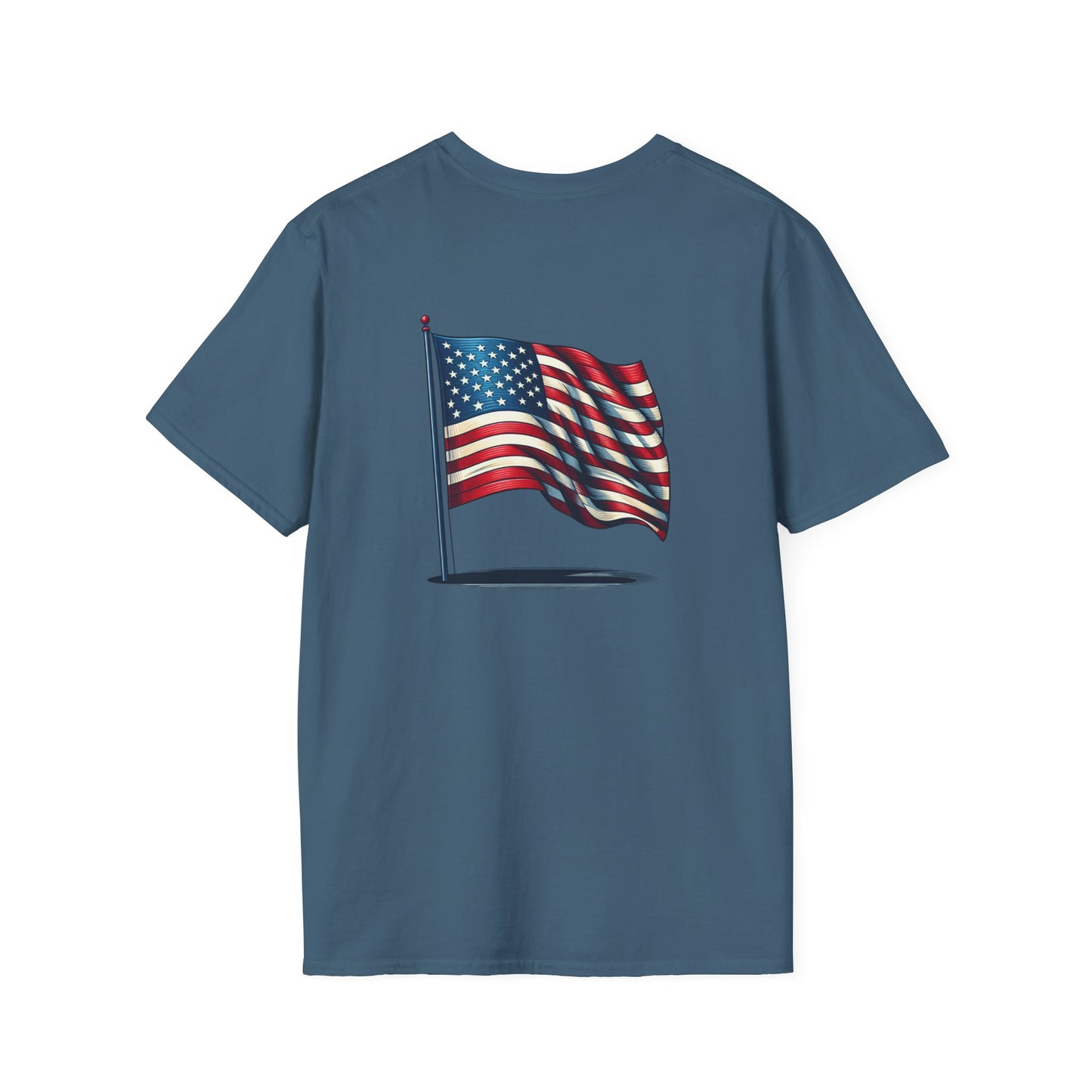 Patriotic Unisex Softstyle T-Shirt, American Flag Tee, USA Pride Shirt, Perfect for Independence Day, Casual Wear