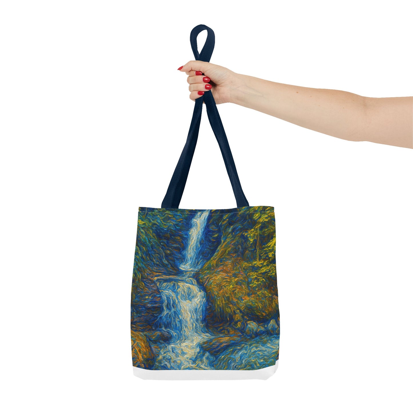 Nature-Inspired Tote Bag, Artistic Eco-Friendly Shopper, Waterfall Design, Reusable Market Bag, Gift for Nature Lovers