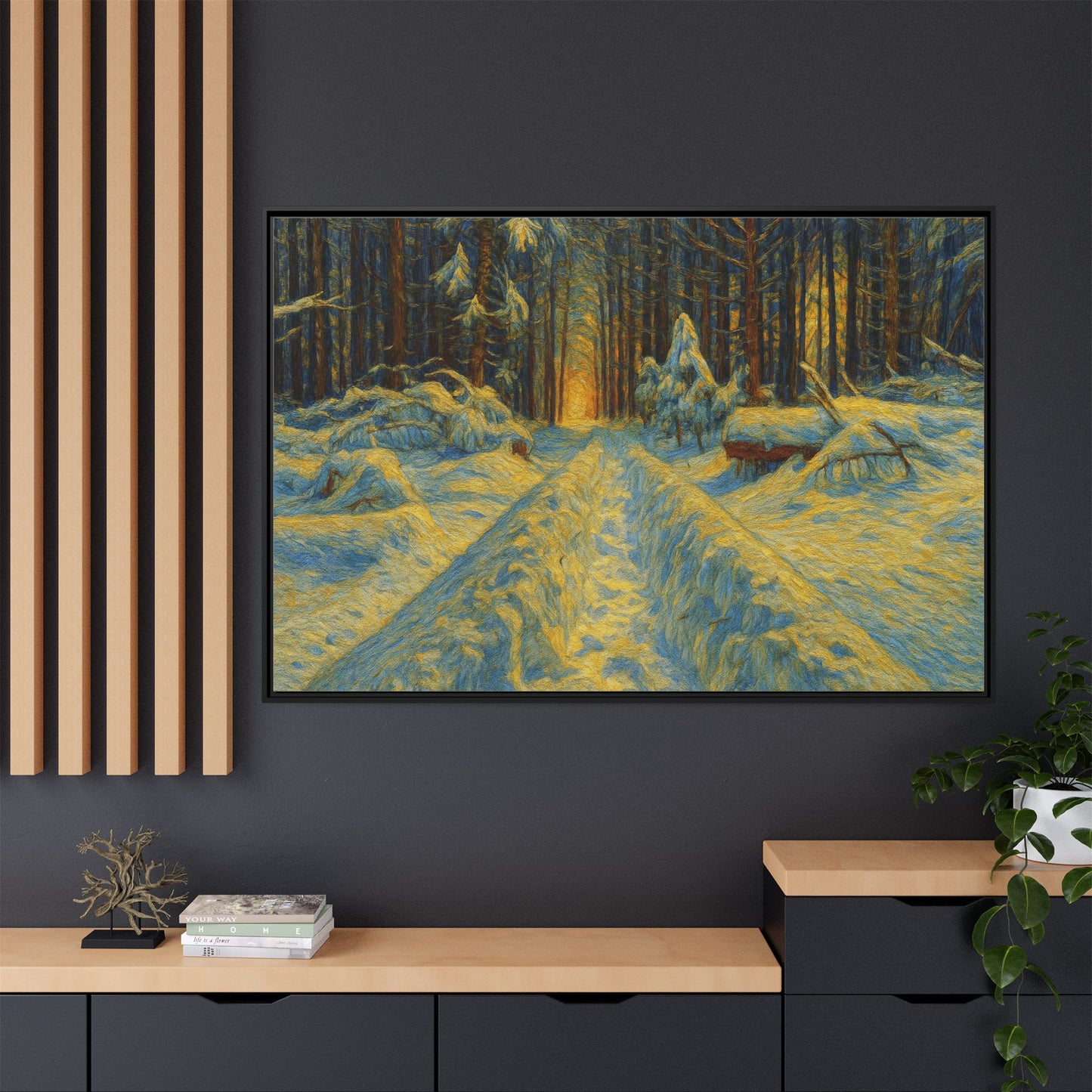 Canvas Art, Winter Landscape Wall Decor, Nature Lovers Gift, Seasonal Decor, Holiday Wall Art, Cozy Home Decoration, Framed Matte Canvas