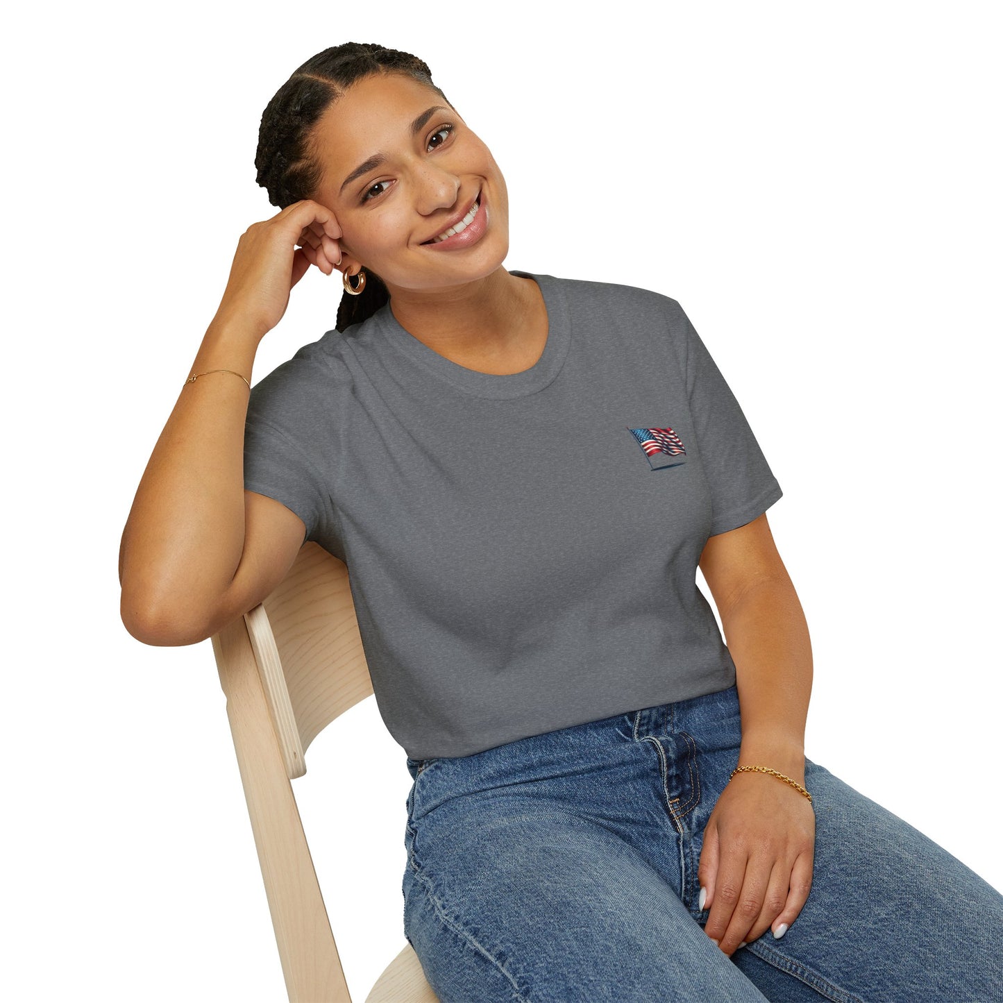 Patriotic Unisex Softstyle T-Shirt, American Flag Tee, USA Pride Shirt, Perfect for Independence Day, Casual Wear