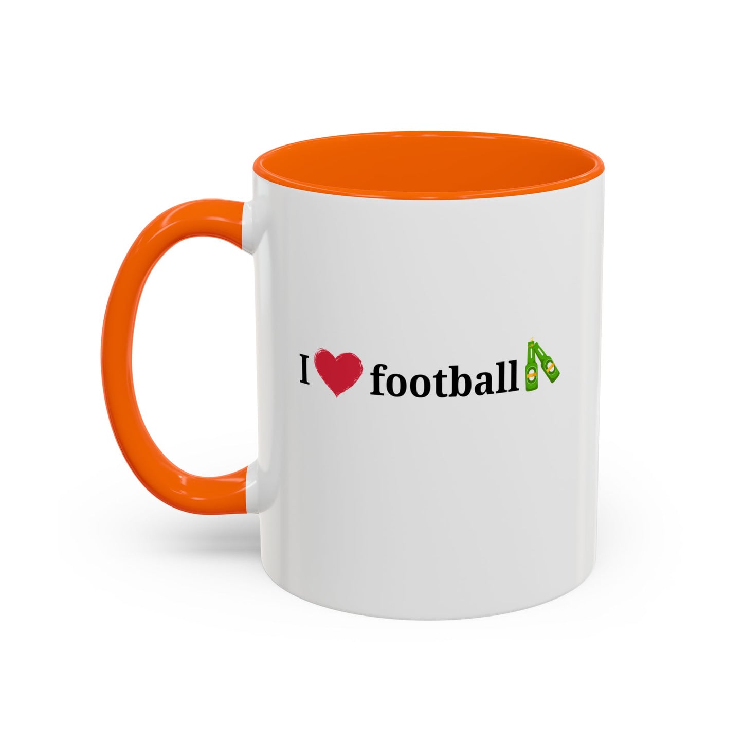 I Love Football Accent Coffee Mug, Perfect Gift for Sports Lovers, Football Enthusiasts, Unique Mug for Game Days, Home or Office Decor