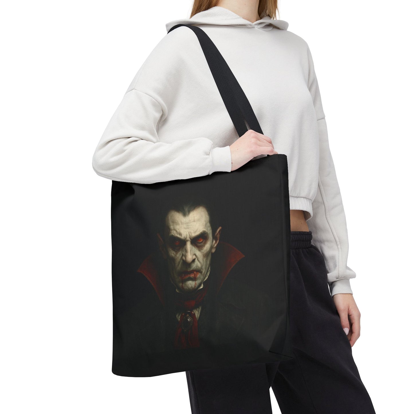 Vampire Haunted Tote Bag, Spooky Shopping Bag, Halloween Accessory, Gothic Style Handbag, Perfect for Halloween Parties, Unisex Tote