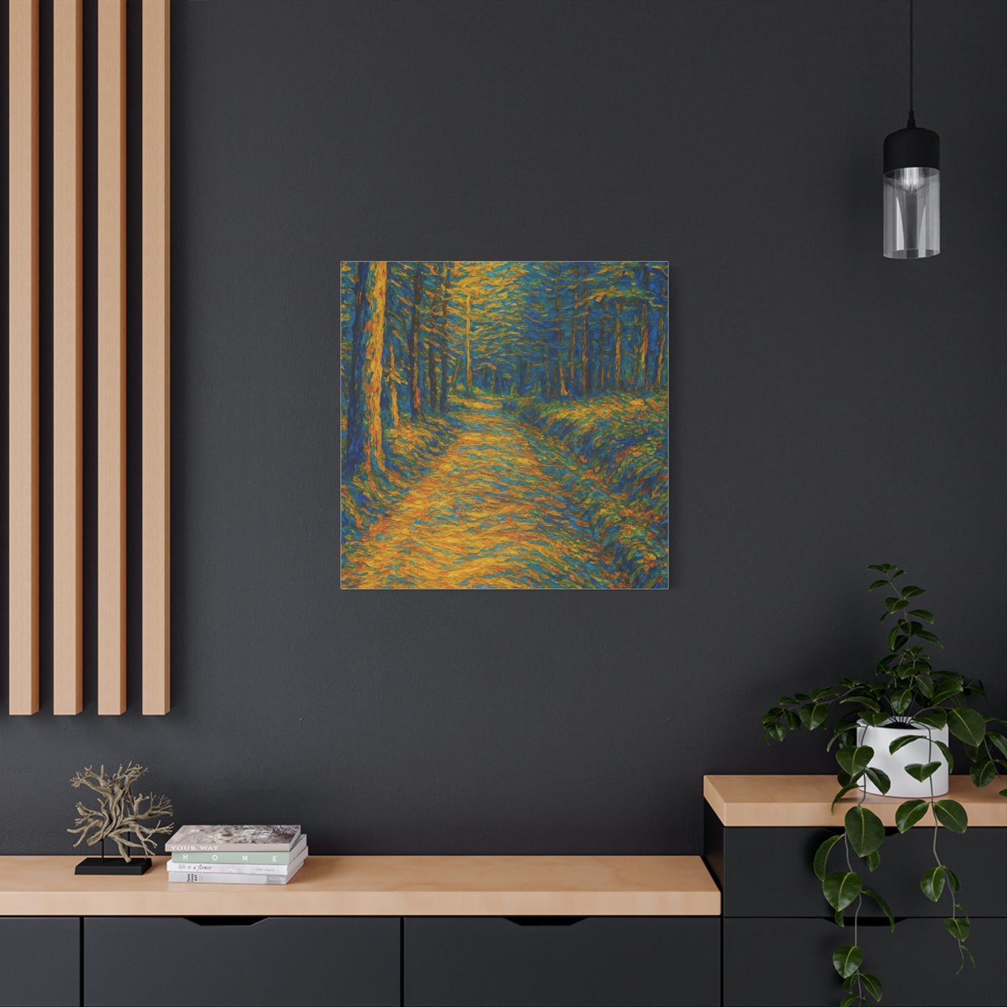 Van Gogh Style Forest Canvas Art | Nature Wall Decor, Home Office Accent, Gift for Nature Lovers, Gallery Wrapped, Living Room Wall Art