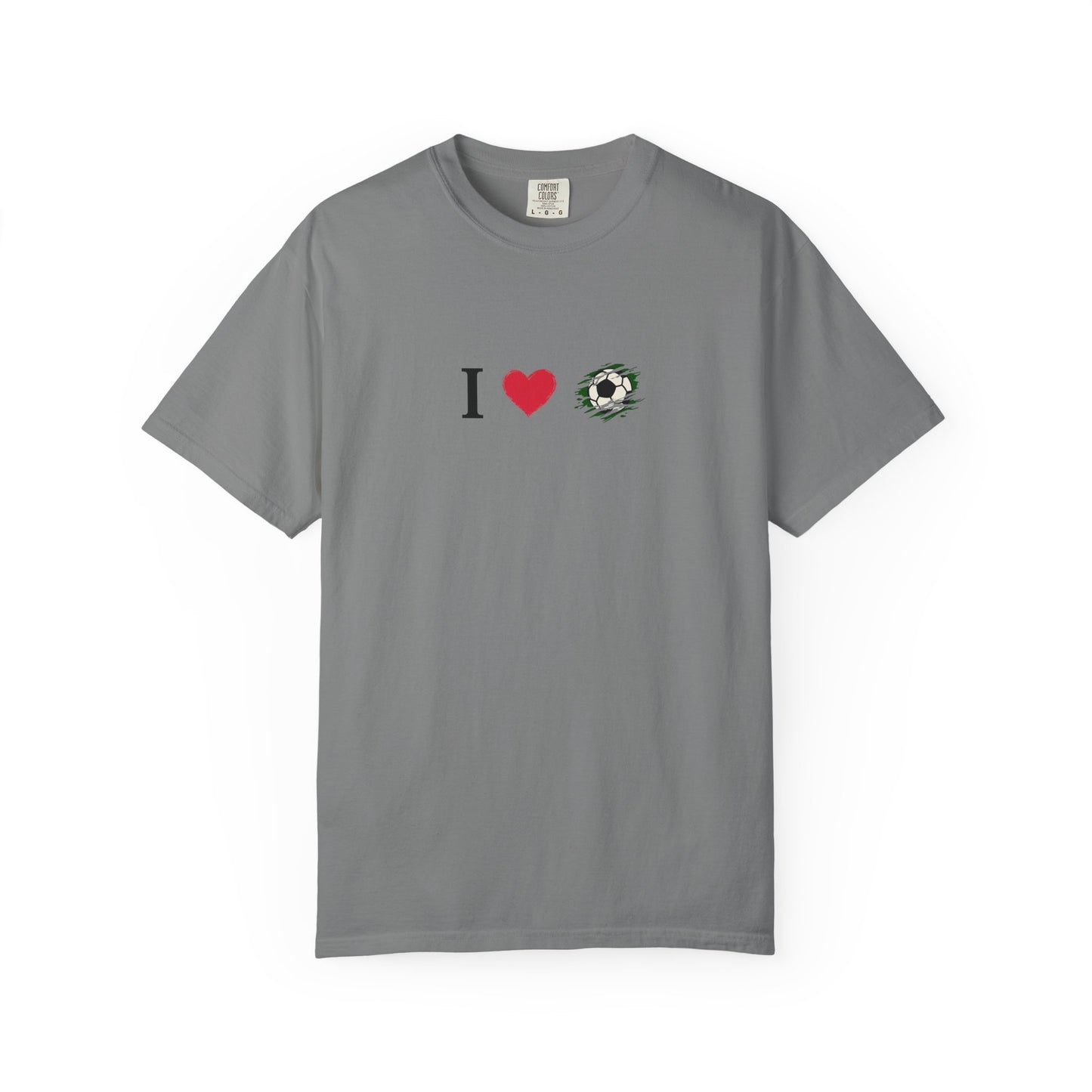 I Love Football (Soccer) Unisex Garment-Dyed T-shirt, Casual Tee, Everyday Wear, Gift for Him/Her, Stylish Apparel
