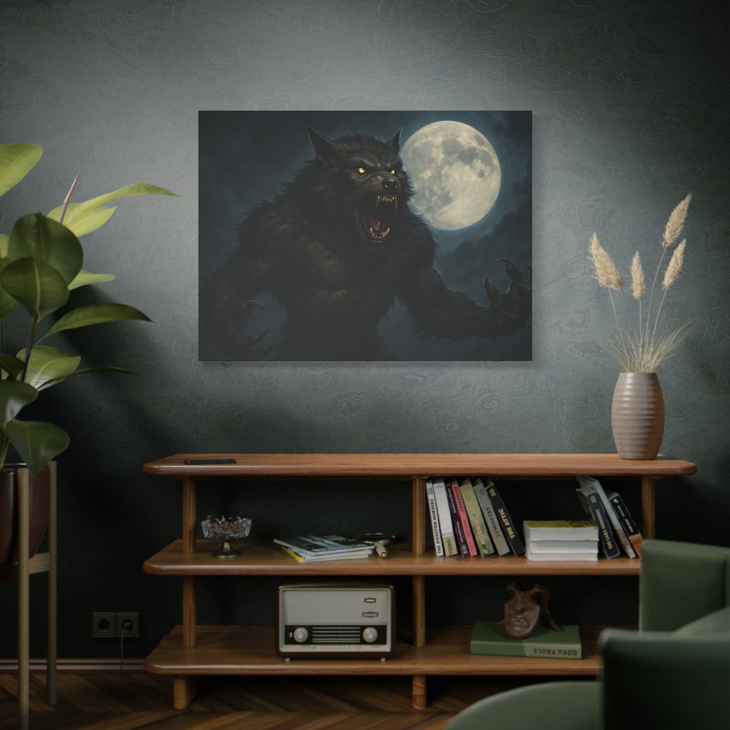 Werewolf Moon Canvas Art | Dark Fantasy Decor for Halloween, Gothic Home, Werewolf Lover Gift, Unique Wall Art, Spooky Decor