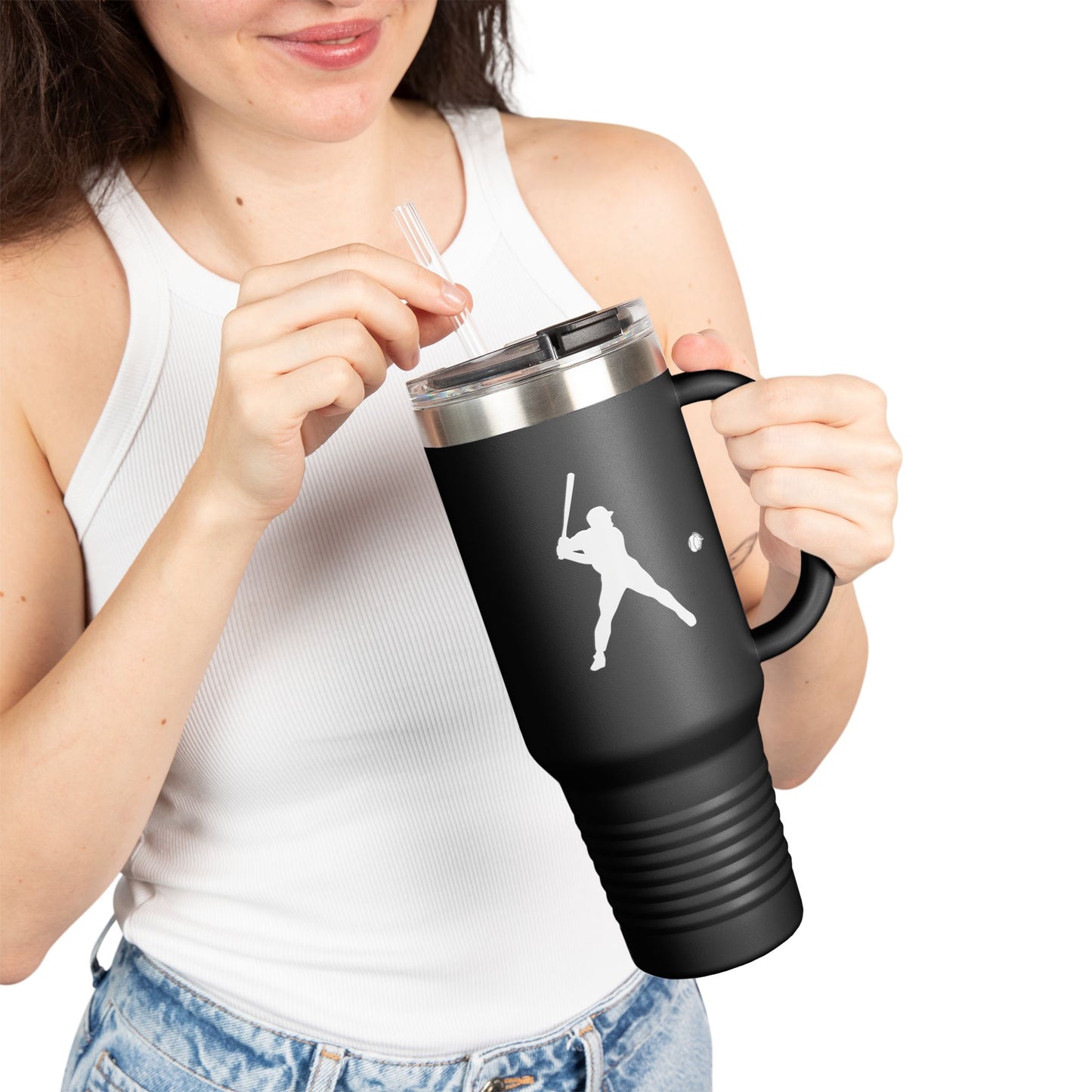Baseball-Themed Insulated Travel Mug, Perfect for Fans & Athletes, Gift for Sports Lovers, 40oz Drinkware for Home & Road