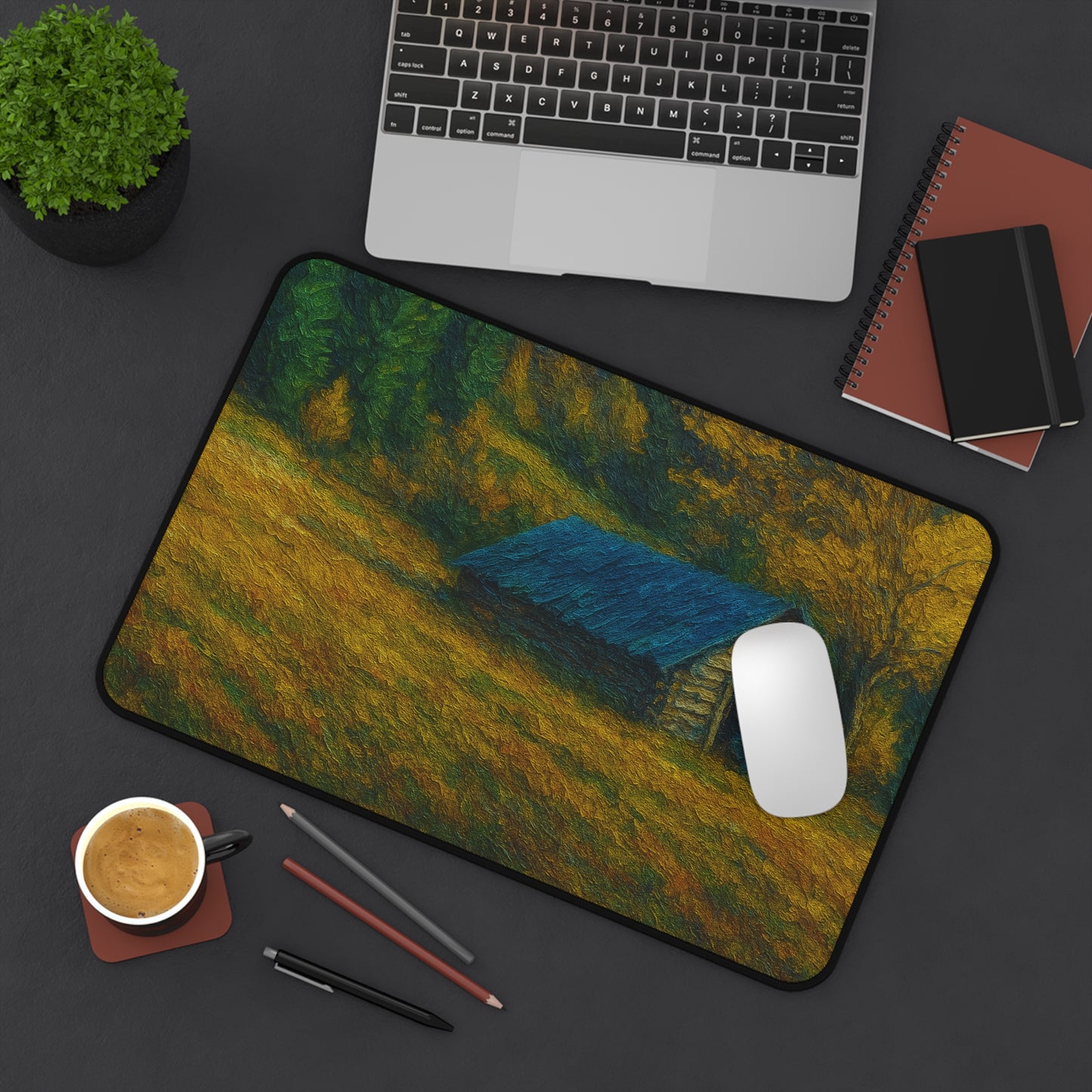 Rustic Landscape Desk Mat, Office Decor, Mouse Pad, Nature Inspired, Gift for Coworkers, Home Office Accessories