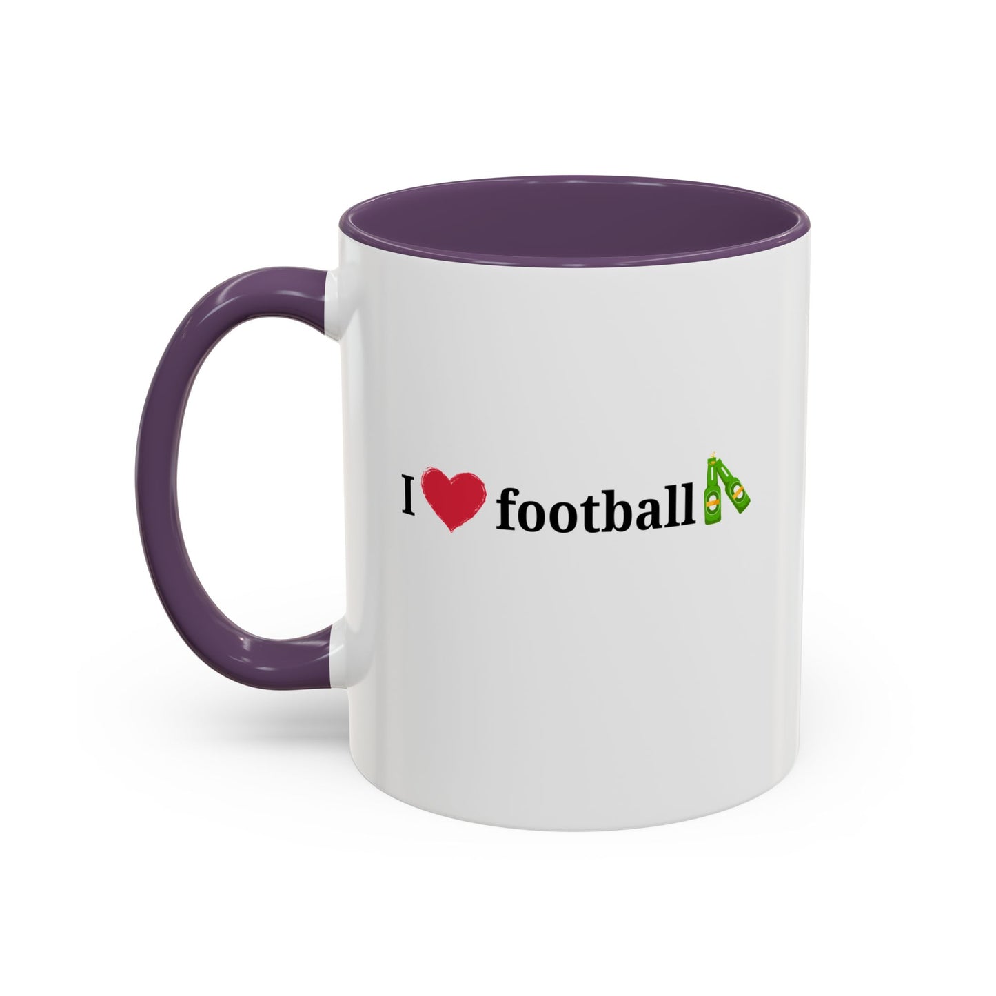 I Love Football Accent Coffee Mug, Perfect Gift for Sports Lovers, Football Enthusiasts, Unique Mug for Game Days, Home or Office Decor