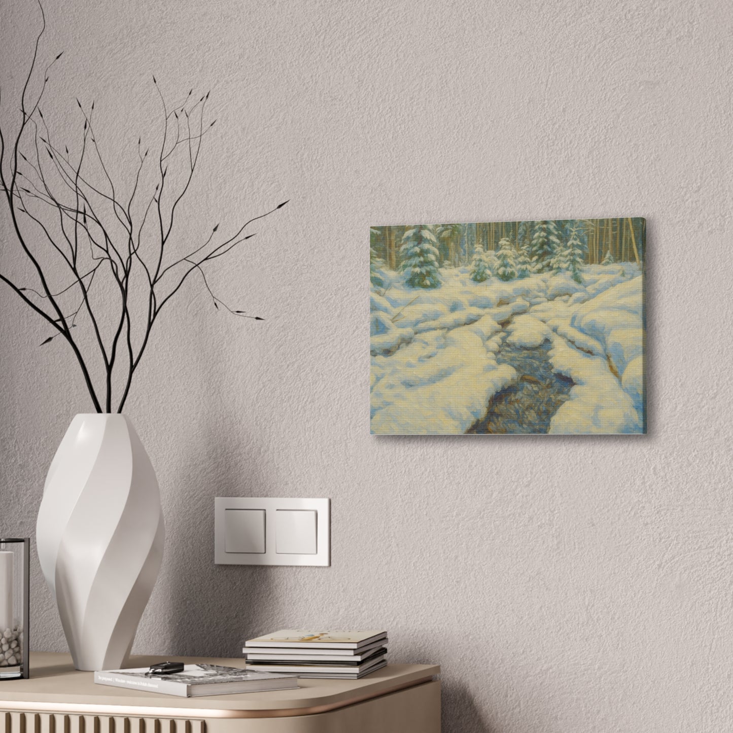 Winter Landscape Canvas Art, Nature Decor, Gallery Wall Art, Cozy Home Accent, Winter Wonderland Painting