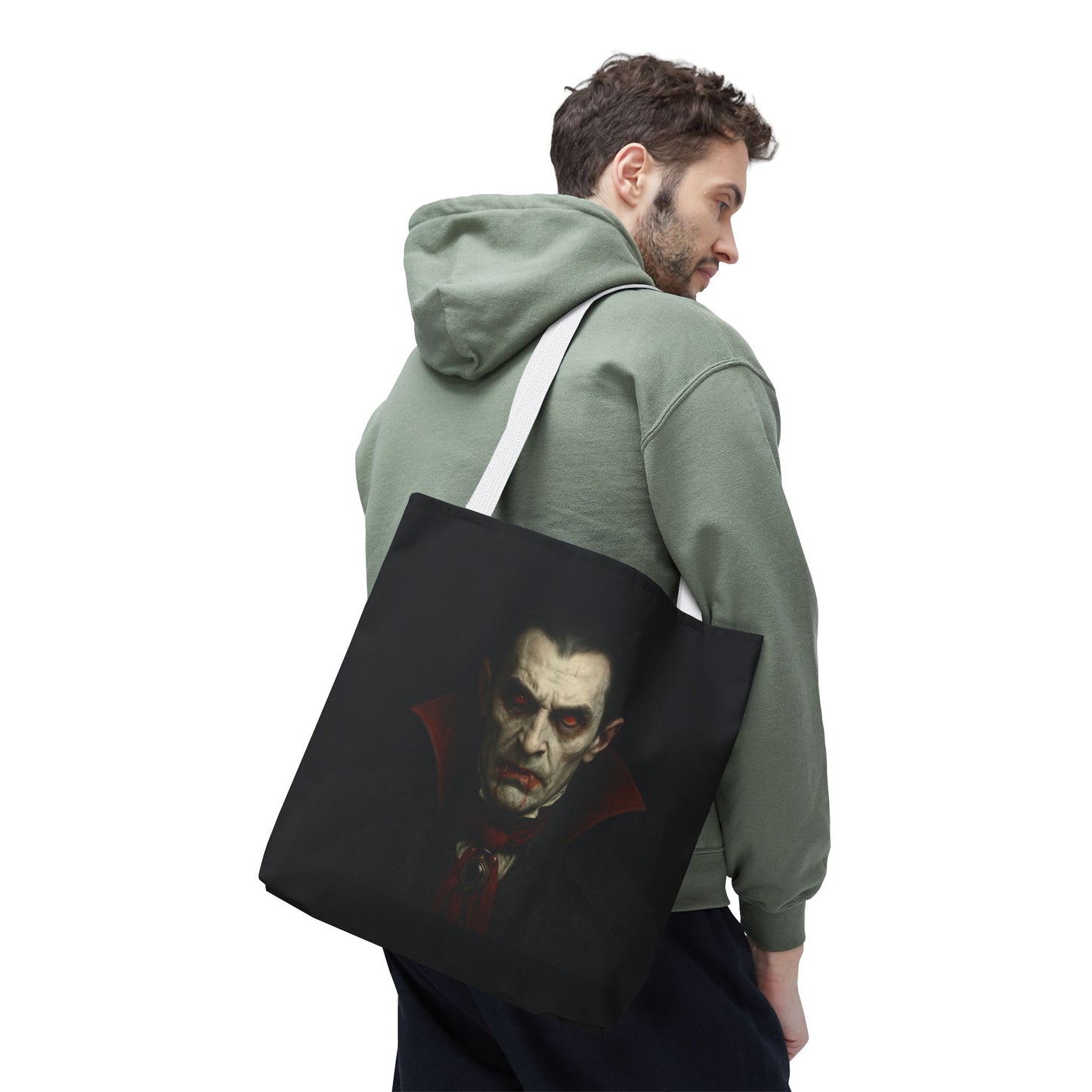 Vampire Haunted Tote Bag, Spooky Shopping Bag, Halloween Accessory, Gothic Style Handbag, Perfect for Halloween Parties, Unisex Tote