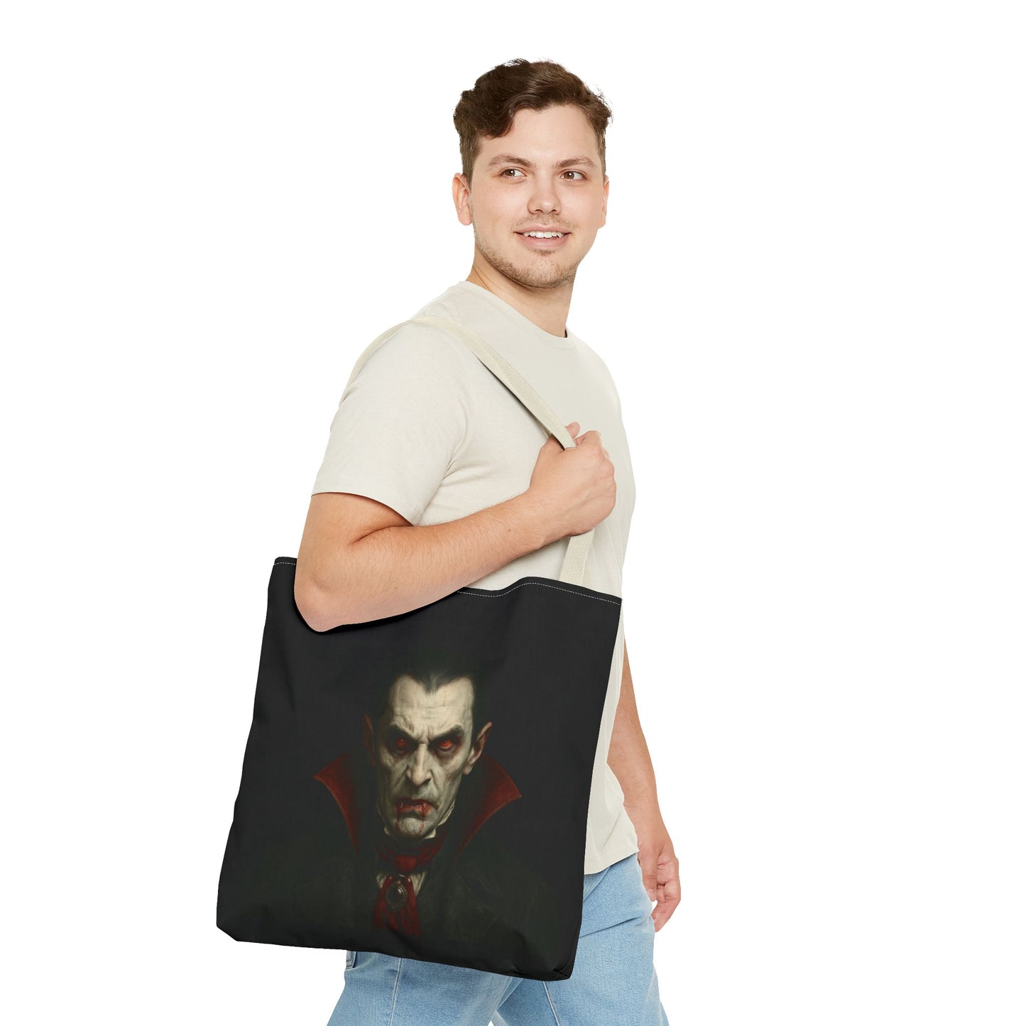 Vampire Haunted Tote Bag, Spooky Shopping Bag, Halloween Accessory, Gothic Style Handbag, Perfect for Halloween Parties, Unisex Tote