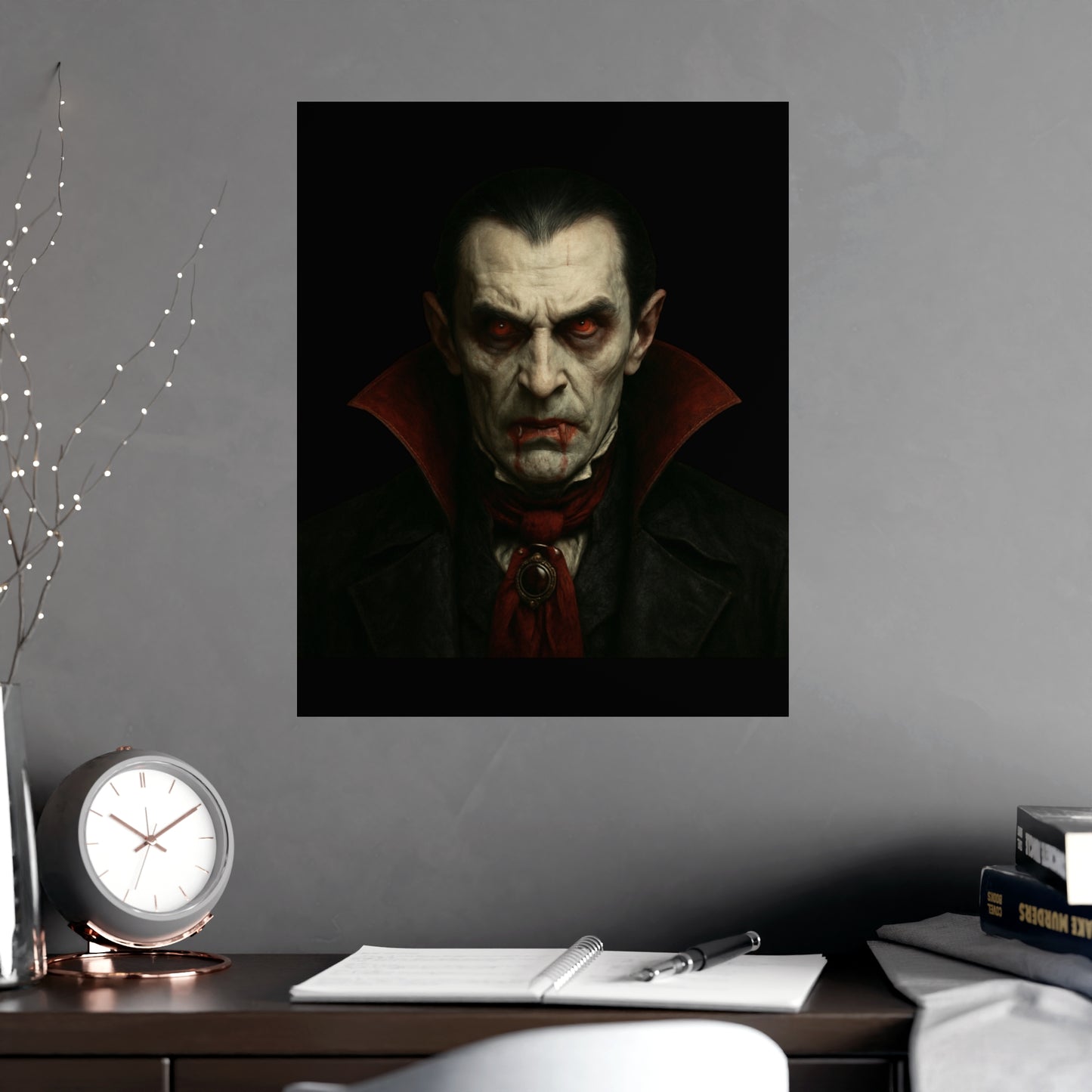 Gothic Vampire Art Poster, Spooky Wall Decor, Horror Room Accent, Perfect for Halloween, Gothic Decor, Home Office Artwork