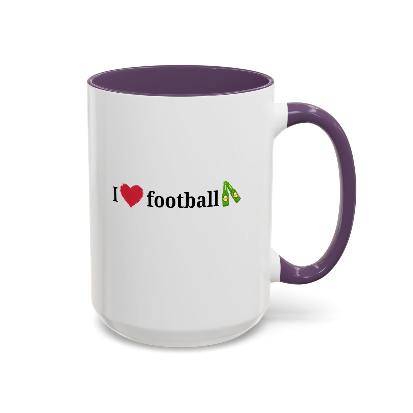 I Love Football Accent Coffee Mug, Perfect Gift for Sports Lovers, Football Enthusiasts, Unique Mug for Game Days, Home or Office Decor