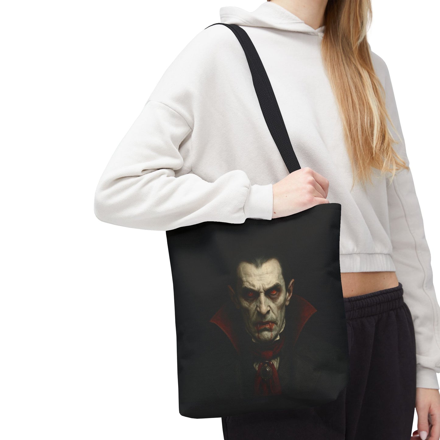 Vampire Haunted Tote Bag, Spooky Shopping Bag, Halloween Accessory, Gothic Style Handbag, Perfect for Halloween Parties, Unisex Tote