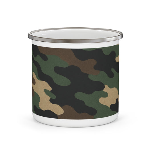 Camouflage Enamel Camping Mug - Adventure Gear, Outdoor Enthusiast Gift, Hiking Accessories, Travel Mug, Rustic Home Decor