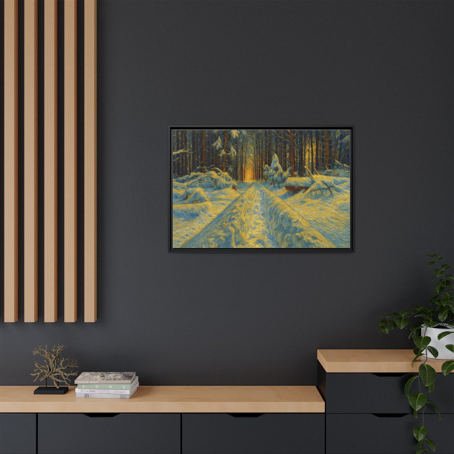 Canvas Art, Winter Landscape Wall Decor, Nature Lovers Gift, Seasonal Decor, Holiday Wall Art, Cozy Home Decoration, Framed Matte Canvas