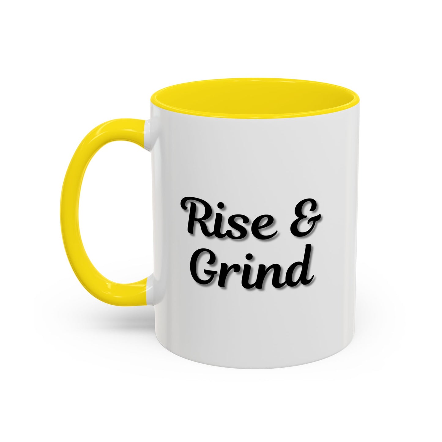 Rise & Grind Coffee Mug – Motivational Black Accent Mug for Daily Inspiration