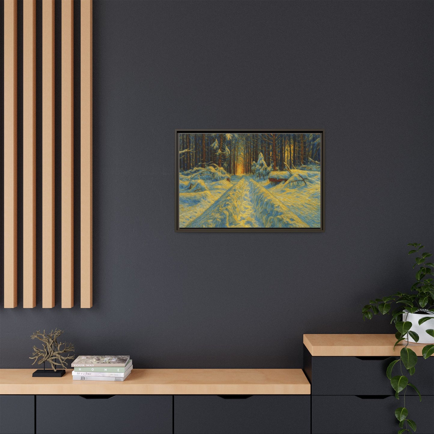 Canvas Art, Winter Landscape Wall Decor, Nature Lovers Gift, Seasonal Decor, Holiday Wall Art, Cozy Home Decoration, Framed Matte Canvas