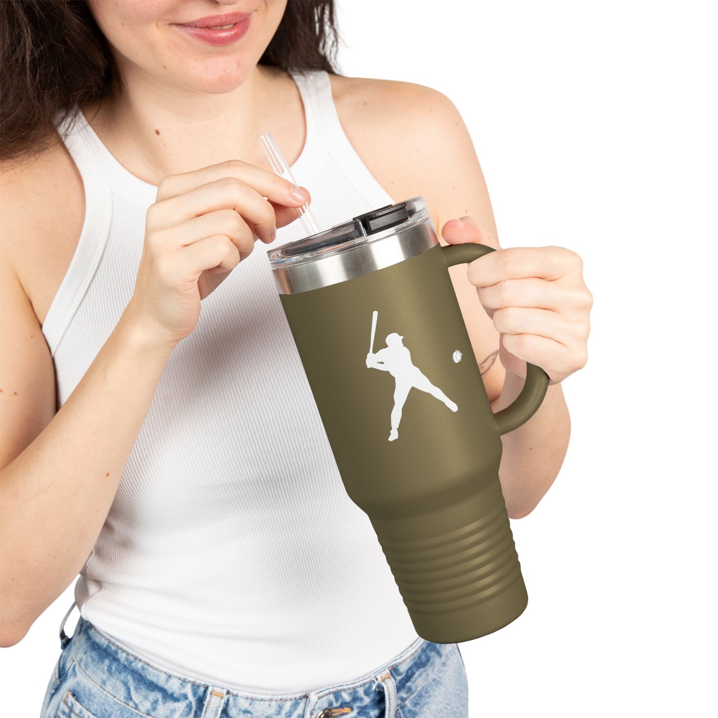 Baseball-Themed Insulated Travel Mug, Perfect for Fans & Athletes, Gift for Sports Lovers, 40oz Drinkware for Home & Road