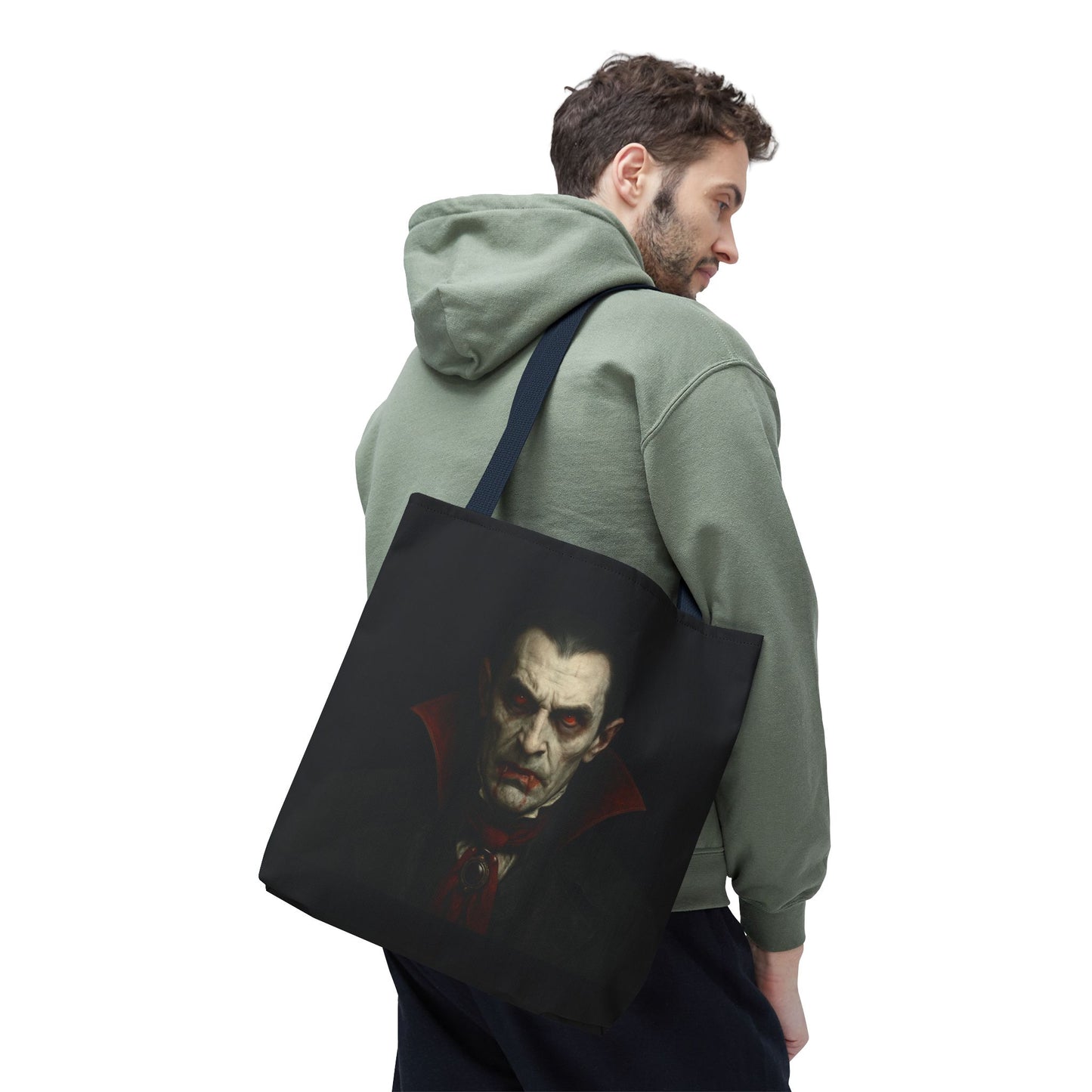 Vampire Haunted Tote Bag, Spooky Shopping Bag, Halloween Accessory, Gothic Style Handbag, Perfect for Halloween Parties, Unisex Tote