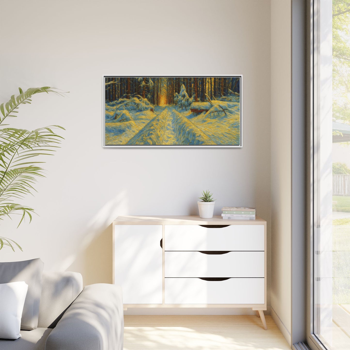 Canvas Art, Winter Landscape Wall Decor, Nature Lovers Gift, Seasonal Decor, Holiday Wall Art, Cozy Home Decoration, Framed Matte Canvas