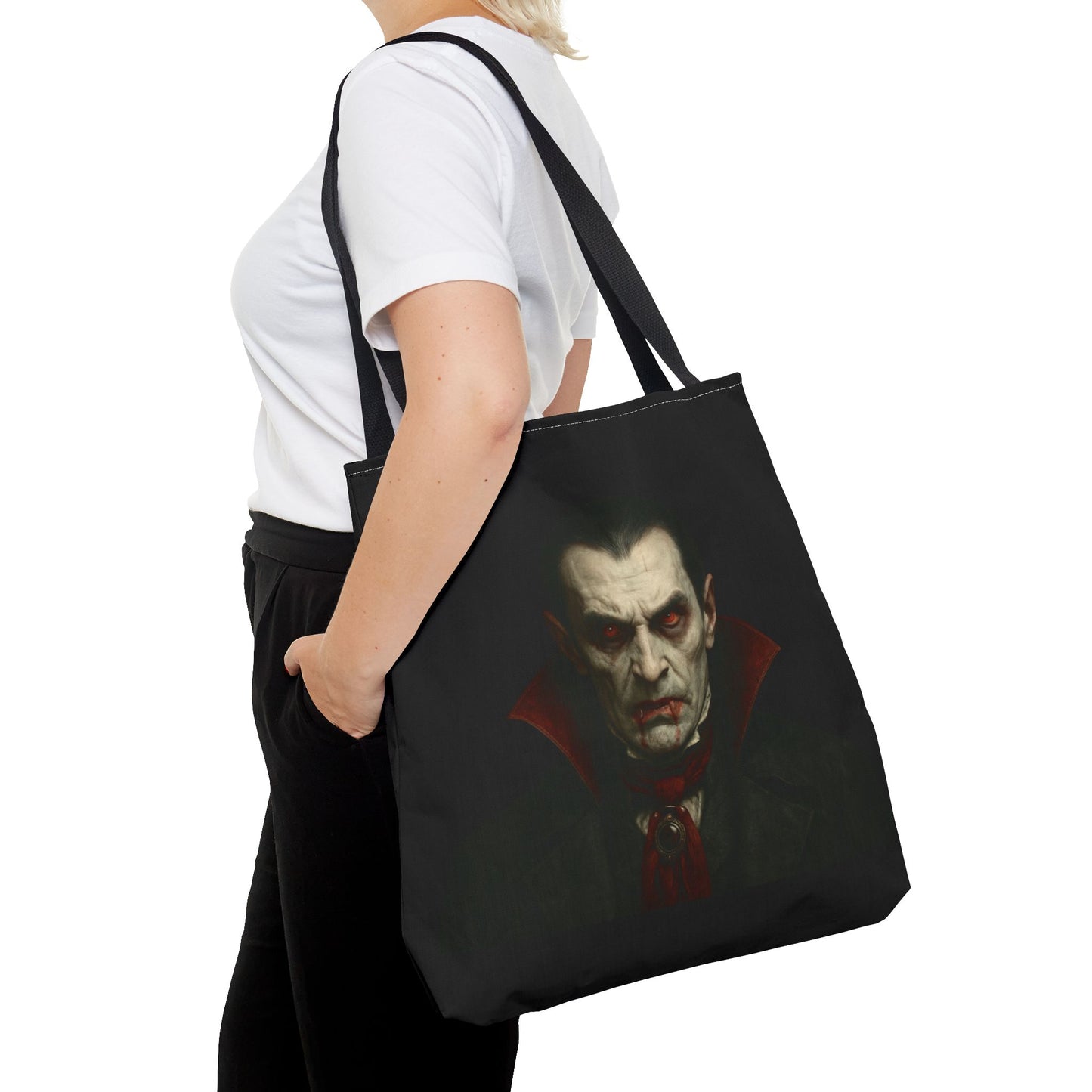 Vampire Haunted Tote Bag, Spooky Shopping Bag, Halloween Accessory, Gothic Style Handbag, Perfect for Halloween Parties, Unisex Tote