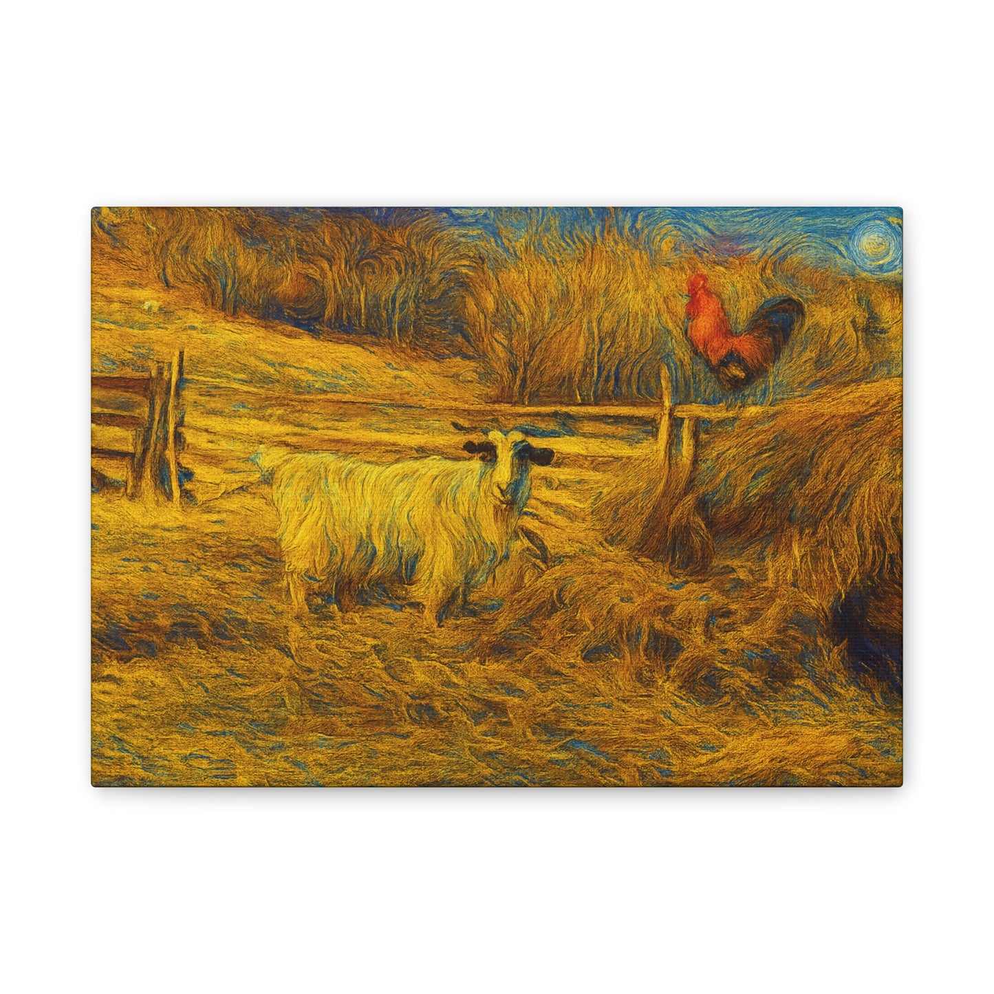 Farmhouse Canvas Wall Art - Rustic Animal Decor, Goat and Rooster Painting, Country Home, Farmhouse Style, Gift for Farmers