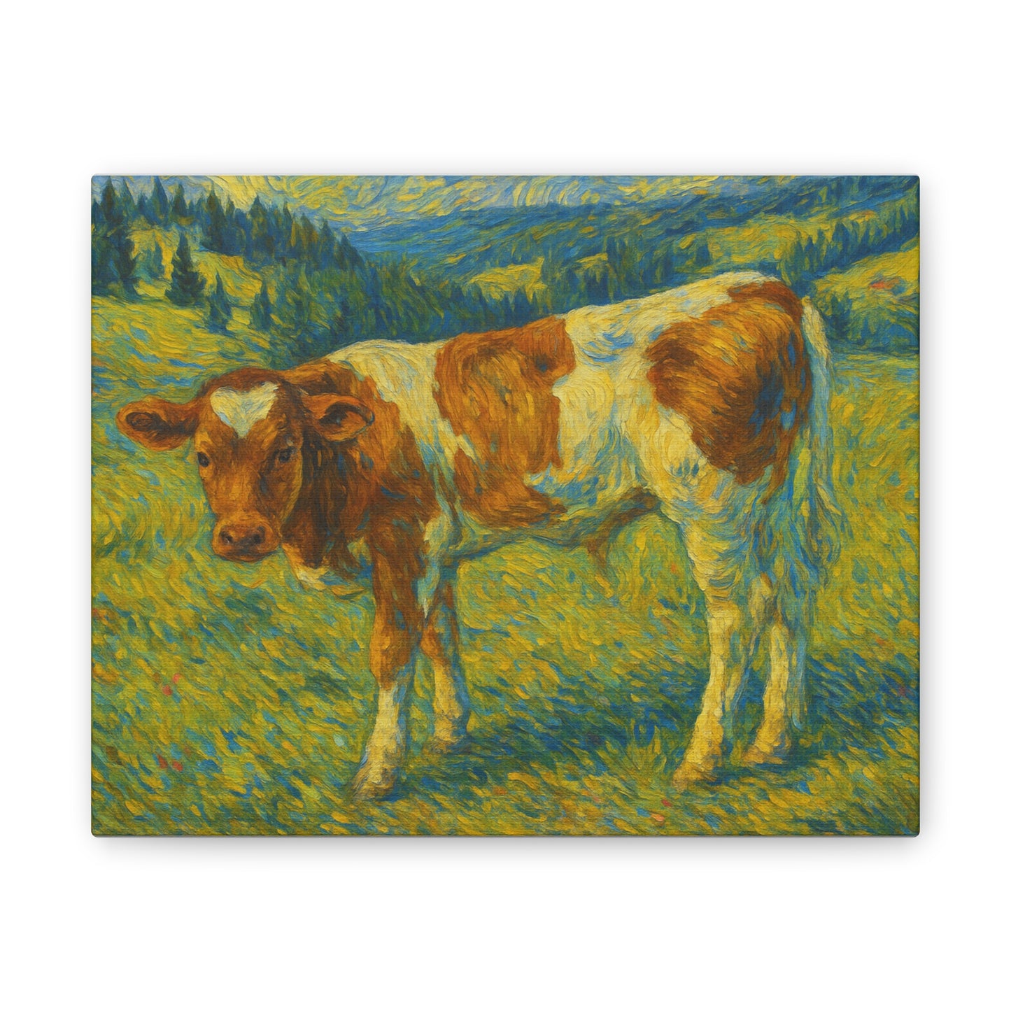 Cow Art Canvas Print, Rustic Farmhouse Decor, Animal Lover Gift, Country Wall Art, Thoughtful Homewarming - product image