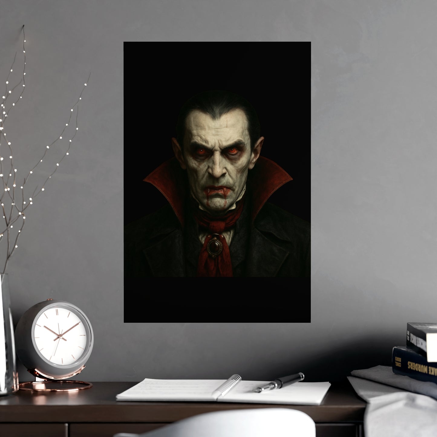 Gothic Vampire Art Poster, Spooky Wall Decor, Horror Room Accent, Perfect for Halloween, Gothic Decor, Home Office Artwork