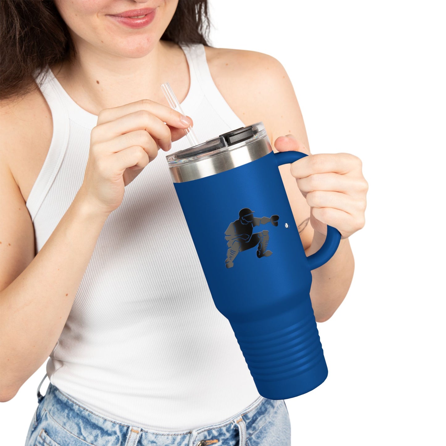 Insulated Travel Mug | Baseball Catcher Themed Travel Tumbler for Active Lifestyles, Coffee Mug, Road Trip Cup, Gym Hydration, Gift for Athletes