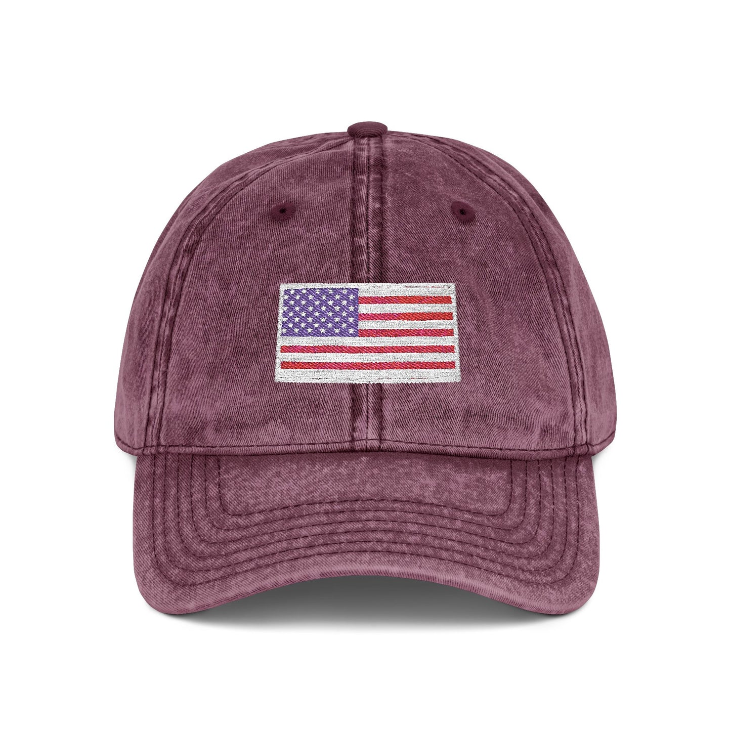 Embroidered Vintage Cap with USA Flag Design